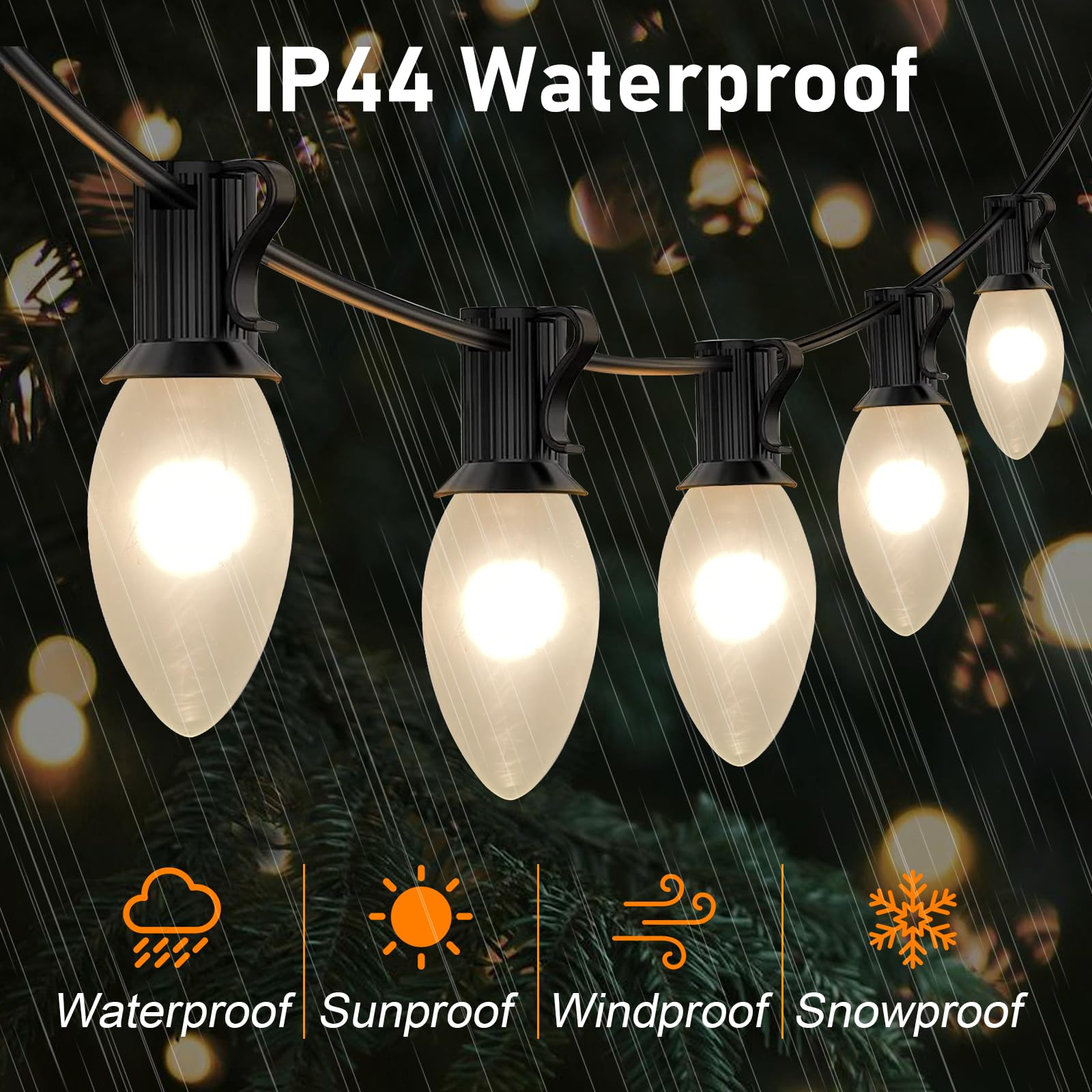GOOTHY C9 Frosted White Christmas Light Bulbs, 25 Pack, 7W Glass Replacement Bulbs for Outdoor String Lights, C9/E17 Base