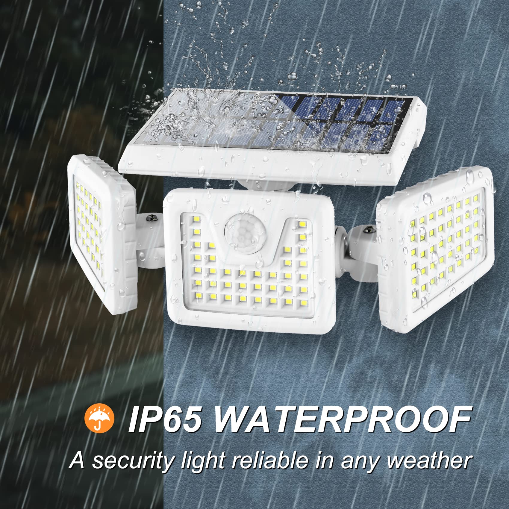 Incx 118 Led Solar Motion Lights Outdoor 2 Pack, 3 Heads Solar Security Lights With Motion Sensor Ip65 Waterproof, Flood Lights