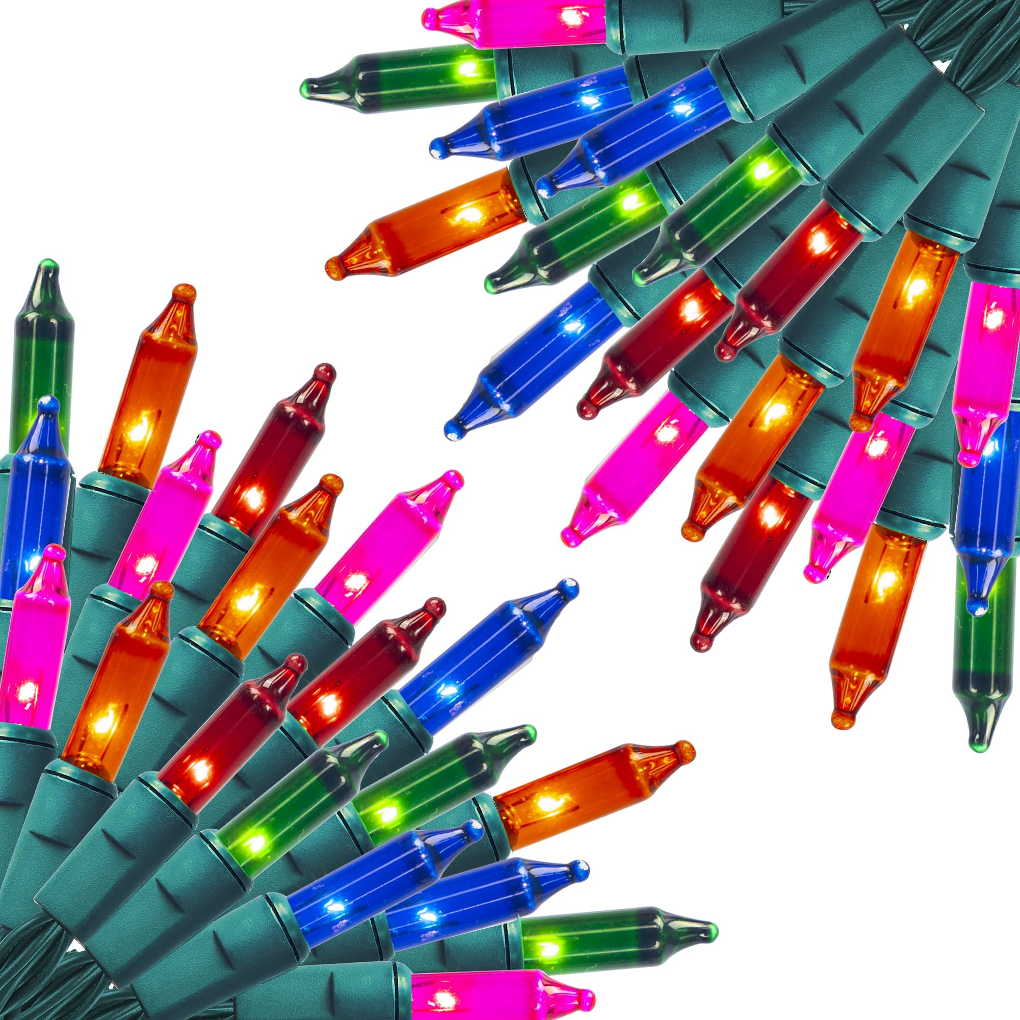 FUNPENY Christmas Lights, 66FT 300 Count, Clear String Lights, Green Wire, Indoor/Outdoor, Multi-Color, Model ZF-150-3/SB