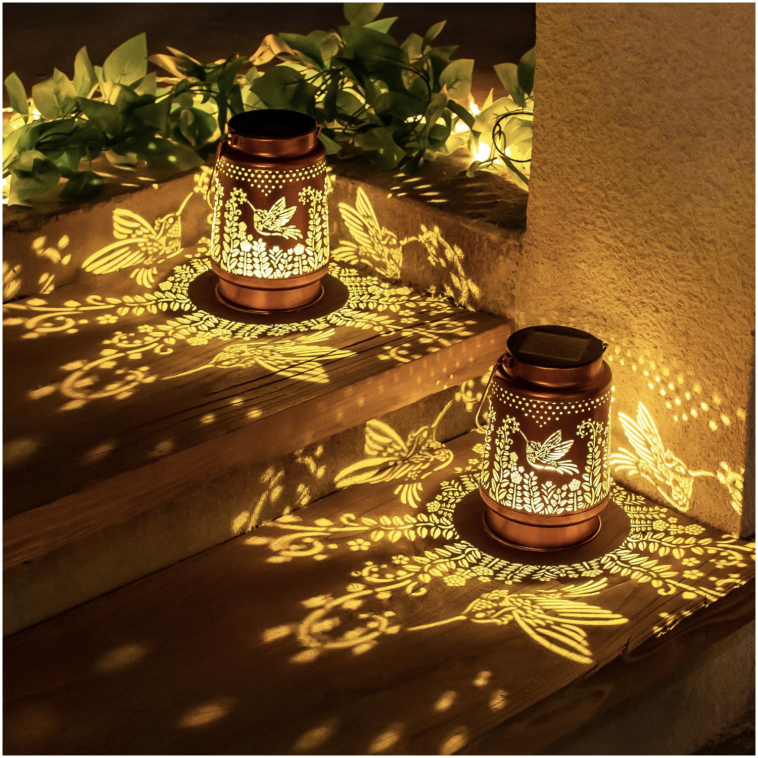 Hummingbird Solar Lanterns Outdoor Waterproof Hanging Solar Lights Hummingbird Gifts For Women Men Metal Decorative Led Hummingbird Lanterns For Garden Decor,Yard,Patio,Lawn,Tabletop,Pathway,Landscape