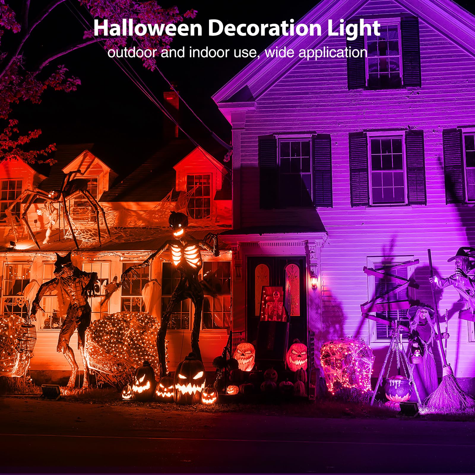 Onforu Orange and Purple Halloween Lights, 30W Dusk to Dawn Floodlight 2 Pack LED Flood Light Outdoor Decoration, Auto ON/Off Pl