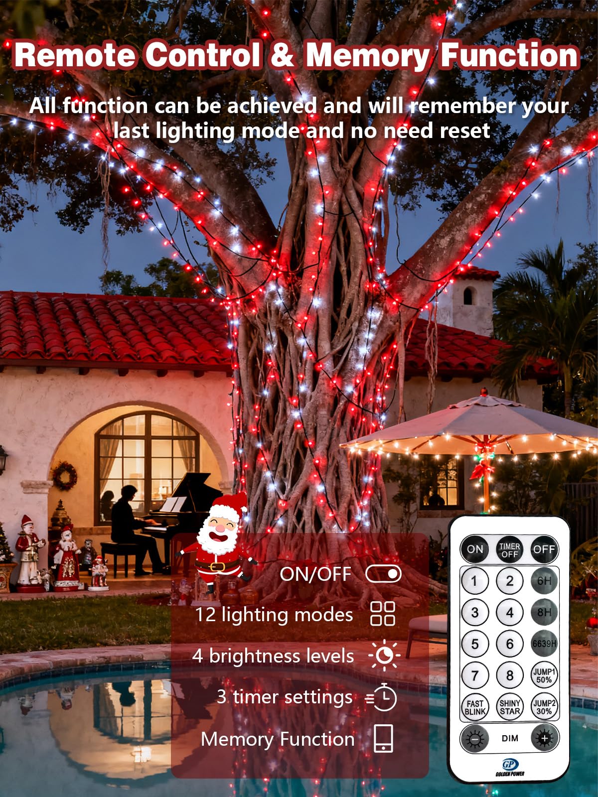 Voice Controlled Christmas Lights With Remote  99 Ft 300 Led String Lights Indoor Outdoor With 12 Modes 3 Timers  Dimmable Twinkle Light Plug In Waterproof For Xmas Tree Party Decor  Red And White