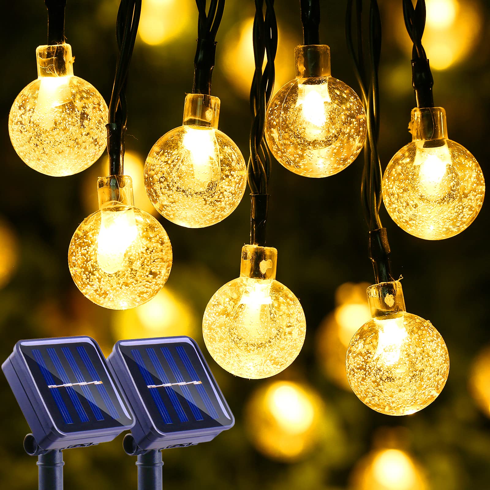 LYHOPE Solar String Lights, 120 LED, 71ft, 8 Modes, Waterproof, Warm White, for Outdoor Garden Patio Decorations