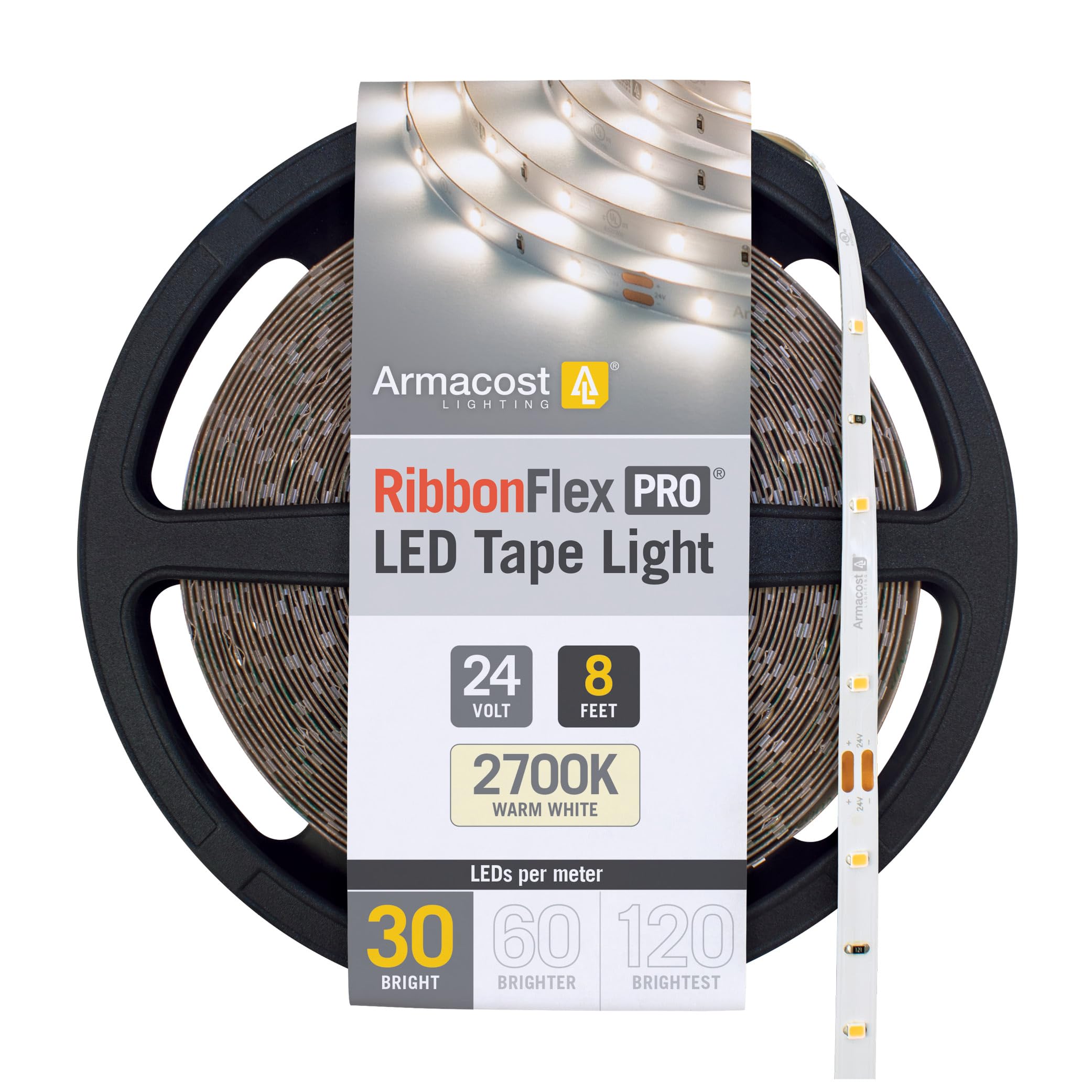 Armacost Lighting Ribbonflex Pro 24V White Led Strip Lights 30 Led/M  2700K  8.2 Ft 134210