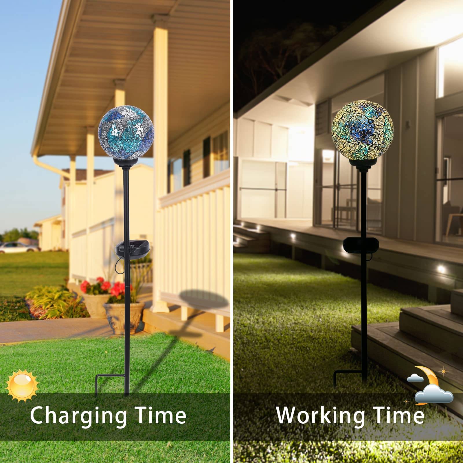 Vcuteka Solar Lights - Outdoor Decorative Mosaic Solar Garden Light Waterpoof Led Pathway Stake Light For Landscape Lawn Patio Y