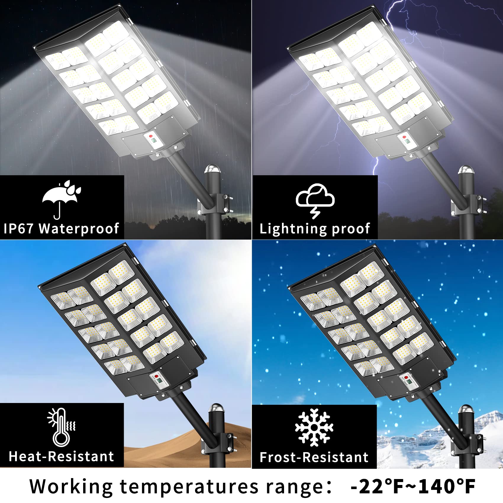 Jaynlt 3200W Solar Street Lights Outdoor,6500K Highest Lumen Solar Parking Lot Lights,Waterproof Duks To Dawn Solar Flood Securi