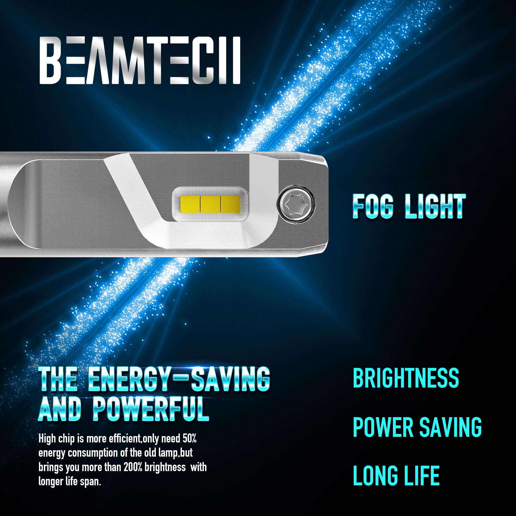 BEAMTECH 880 Fog Light Bulb, 6500K Aluminum Small Size, Model 880, Suitable for ATV/UTV