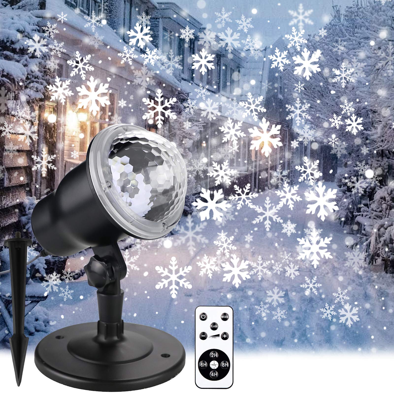 Christmas Projector Lights Outdoor, Snowflake Projector Lights with Wireless Remote Control for Christmas Decorations Lights New