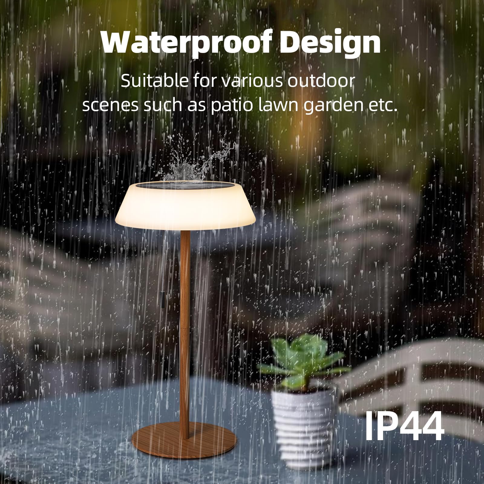 Ilovinit Solar Led Outdoor Table Lamp Waterproof, 3 Level Dimmable Desk Night Light, Portable Cordless Usb Rechargeable, For Hom