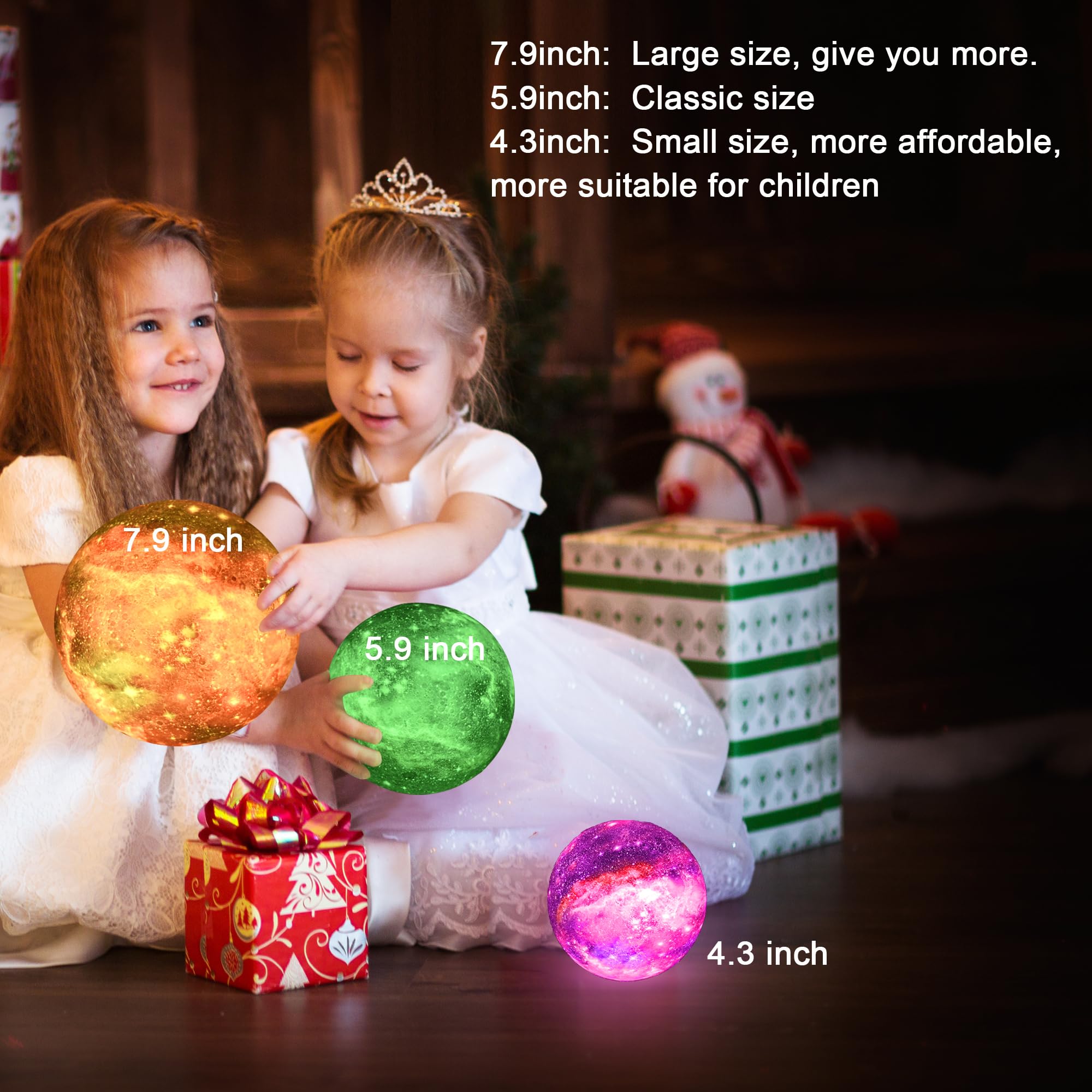 HYODREAM Moon Lamp - 5.9'' Rechargeable Night Light, Touch & Remote Control, 16 Colors, Multicolor, Model RF-06082019