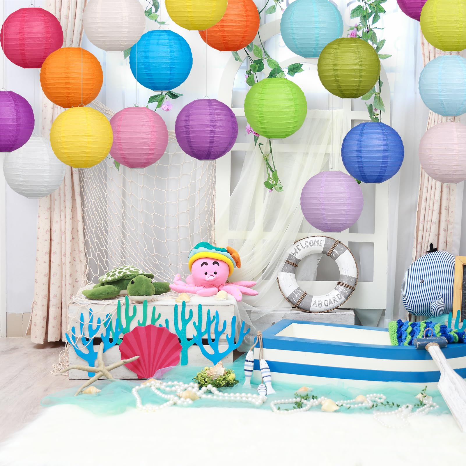 Lihao 20Pcs 10" Multi-Color Paper Lanterns - Decorative Hanging Lamps For Home, Parties, Weddings