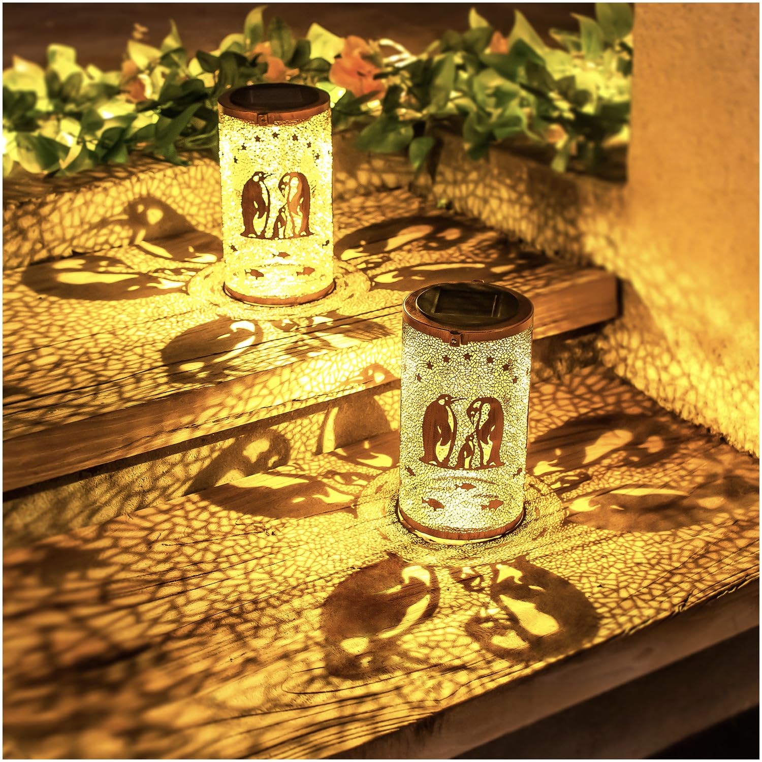 Penguin Solar Lanterns Outdoor Waterproof Hanging Solar Lights Penguin Gifts For Women Men Metal Decorative Led Penguin Lanterns For Garden Decor,Yard,Patio,Lawn,Tabletop,Pathway,Landscape