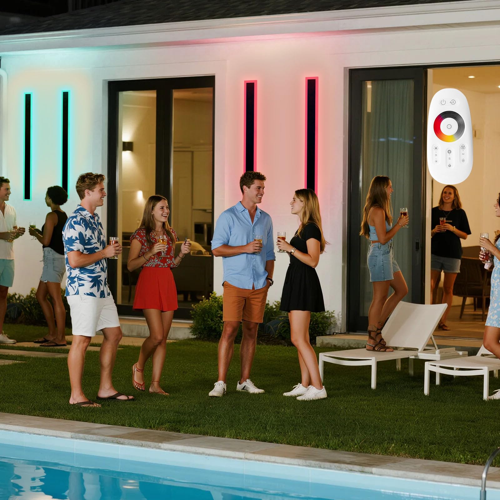 VEVOR Outdoor Wall Lights, 2 Pack, 39.4 Inch Long RGB Modern Exterior Wall Sconce Light Fixtures, 2700K-6000K, IP65 Waterproof A