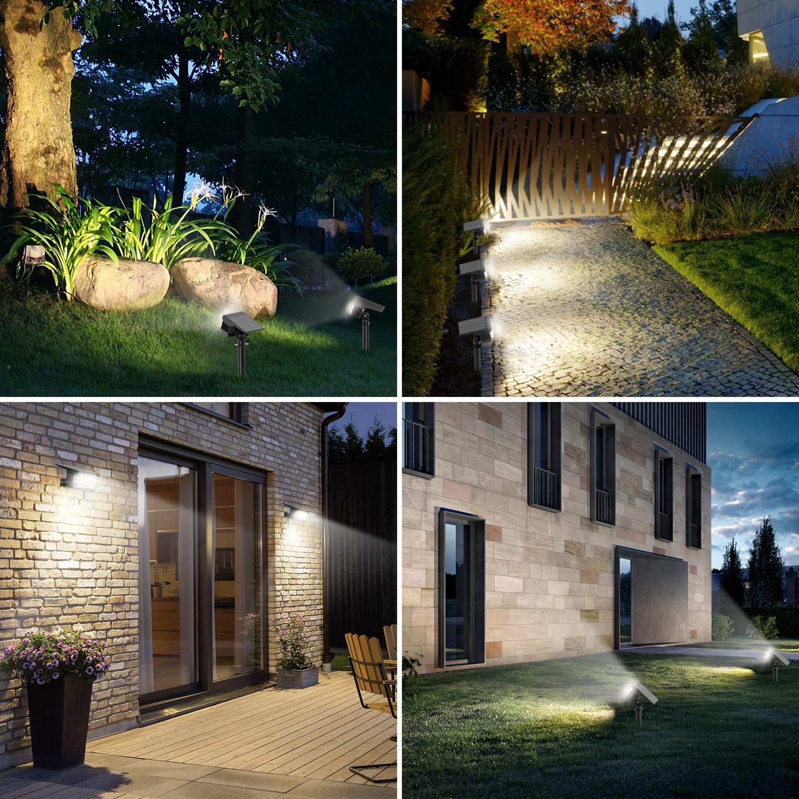 MinPea Solar Spot Lights Outdoor, [57 LED/6 Pack] Solar Lights Outdoor IP65 Waterproof, 3 Modes Solar Powered Landscape Spotligh