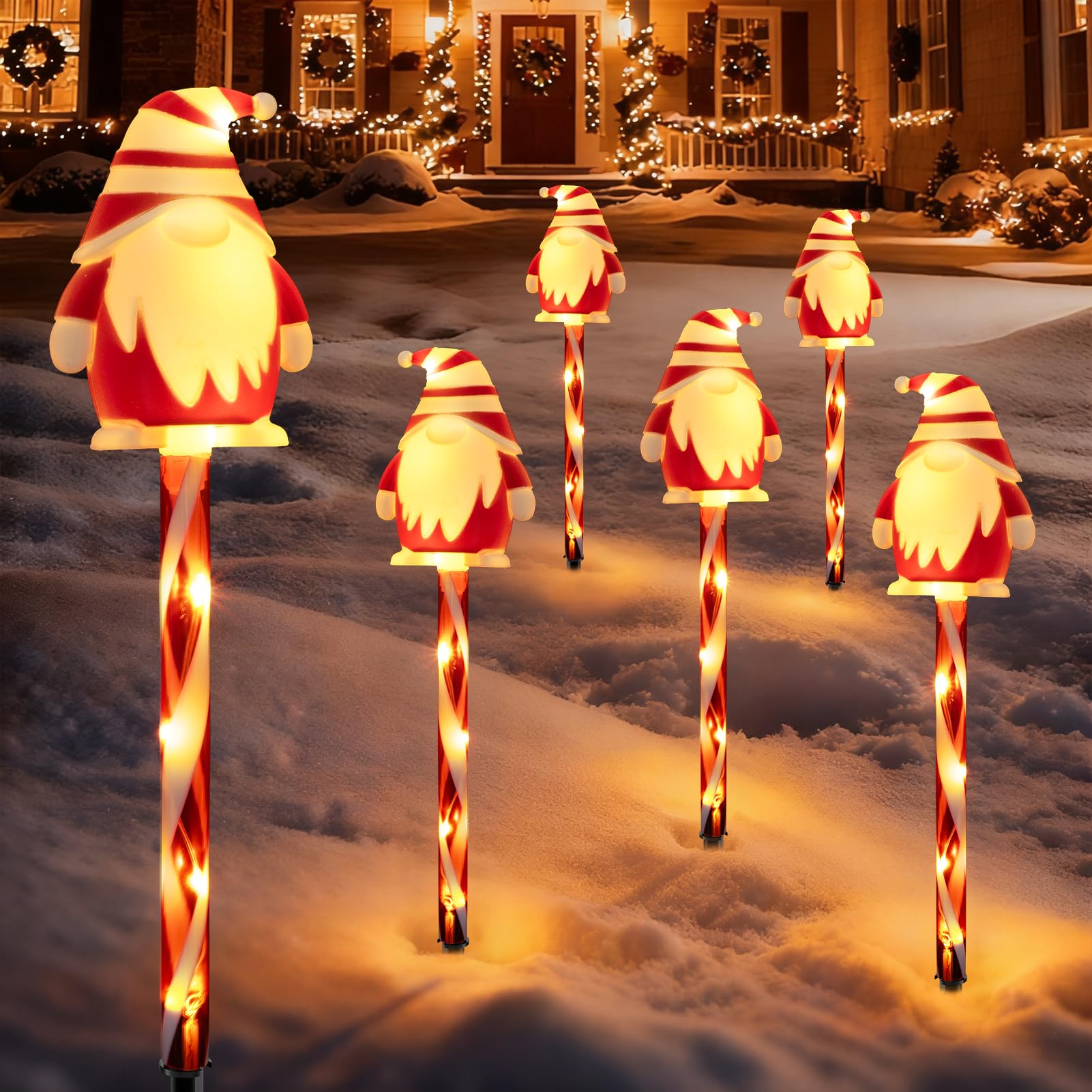 5 Packs Christmas Elf Solar Garden Light with 8 Light Modes, 15.75 Inches Tall Christmas Patio Outdoor Light, IP65 Waterproof, A