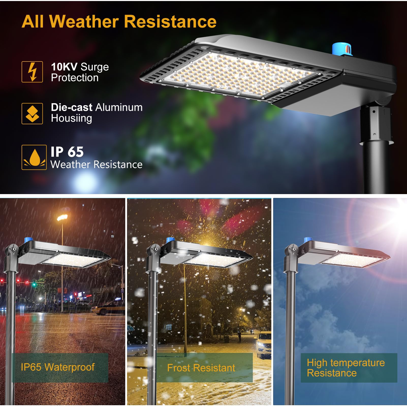 Acohook 600W Led Parking Lot Lighting 90000Lm(150Lm/W) Slipfitter Mount Parking Lot Lights With Smart Photocell 5000K 6Kv Spd Outdoor Waterproof Led Street Light Etl Listed 7 Yrs Warranty 2Pack