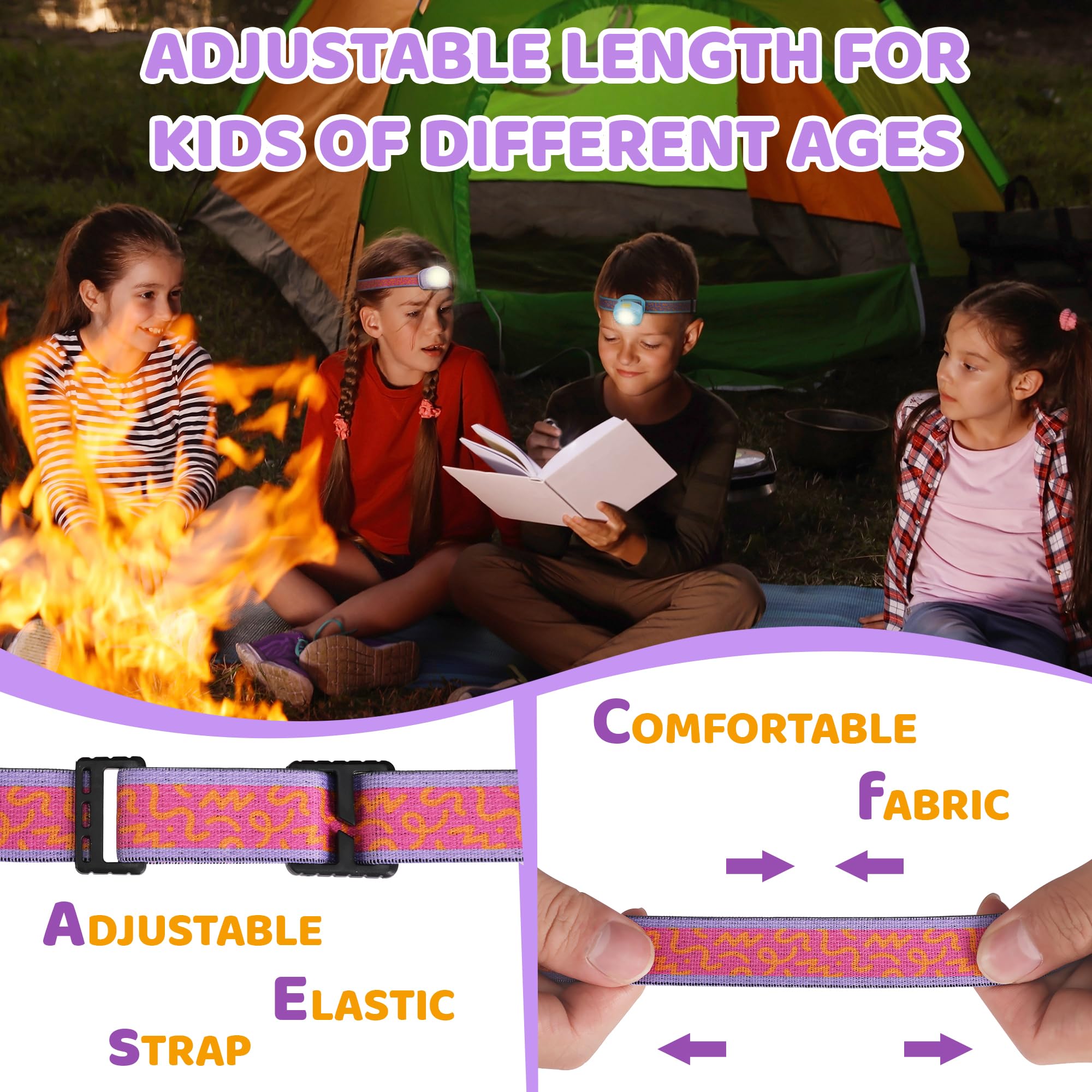 EverBrite LED Headlamp for Kids, Rechargeable with RGB Mode, Adjustable Headband, Multicolor, Model E021057, Sweety Color