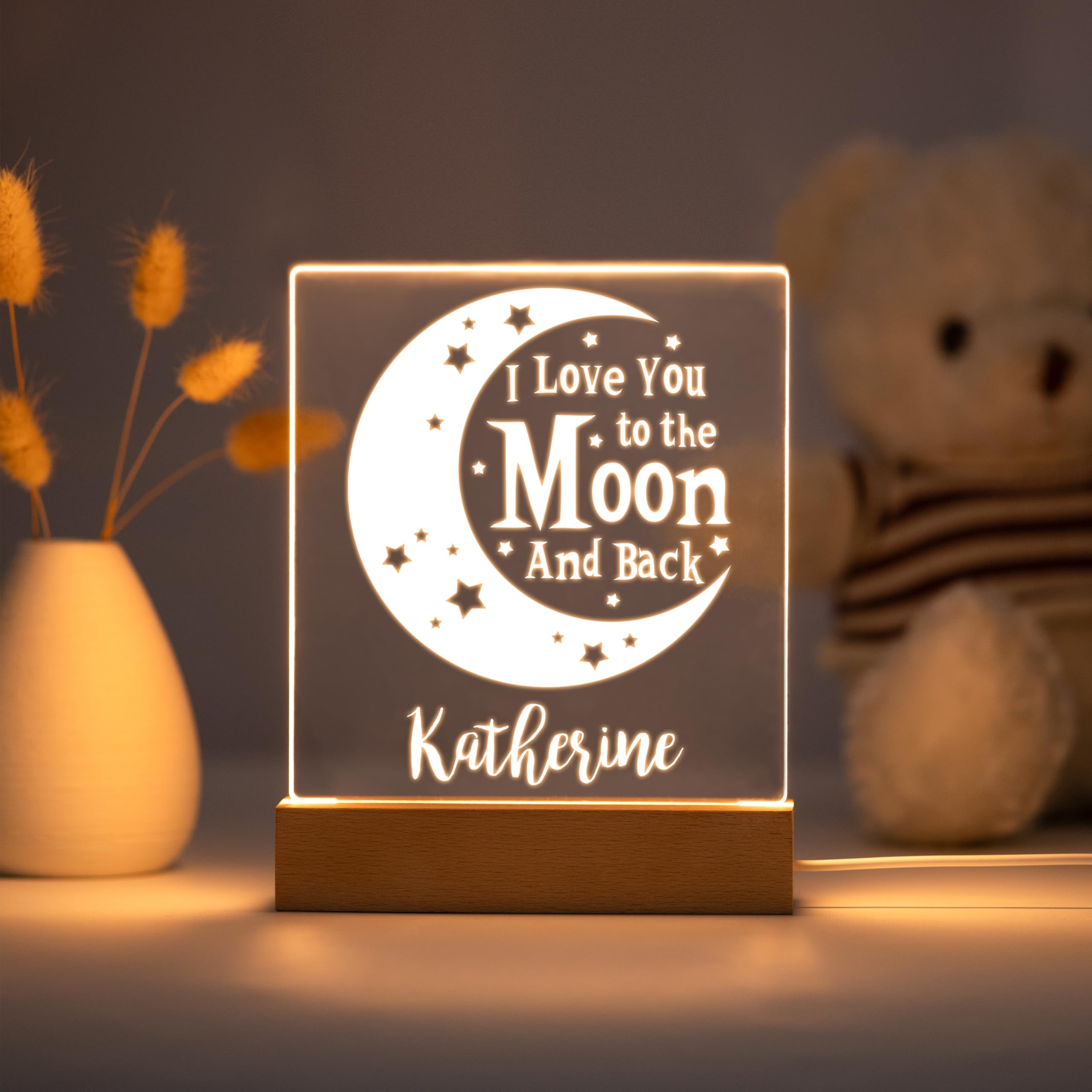 Personalized Night Light For Kids Girls Boys Customized Gifts For Baby Nursery Bedroom Decor Moon