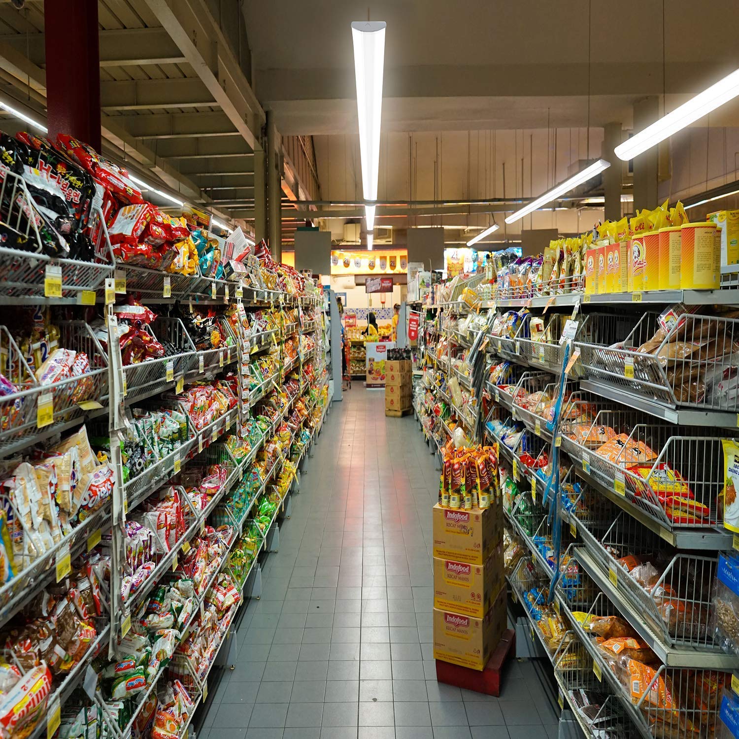 Antlux 110W 8Ft Led Wraparound Ultra Slim Strip Lights, 12600 Lumens, 5000K, 8 Foot Led Garage Warehouse Light, No Glare, Flush Mount Office Ceiling Lighting Fixture, Fluorescent Tube Replacement