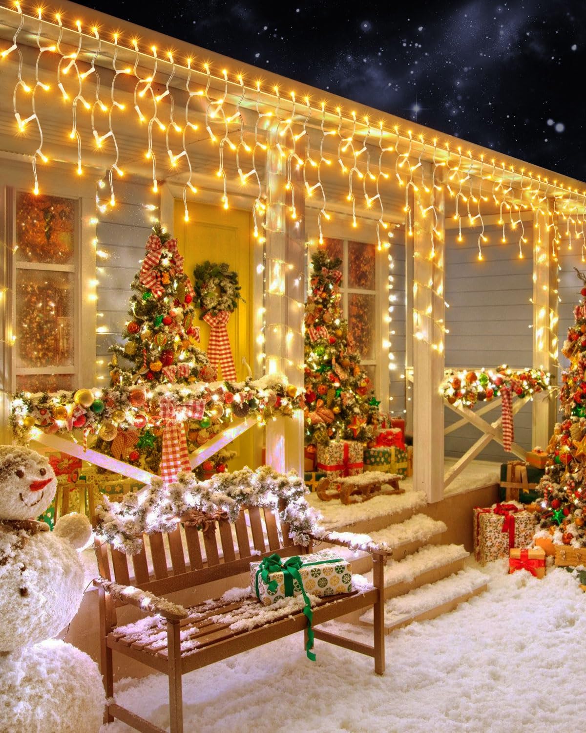 Christmas Lights Outdoor, 53 Ft 486 Led Christmas Light For Outside, Timer & Memory, Plug In 8 Modes Hanging Fairy Light With 10