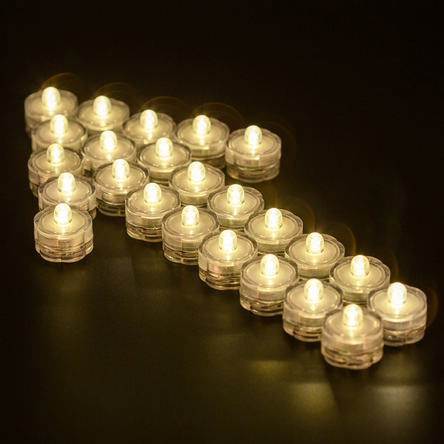 Wellgium Submersible Led Tea Lights, Waterproof Warm White Candles, Set Of 24 For Events