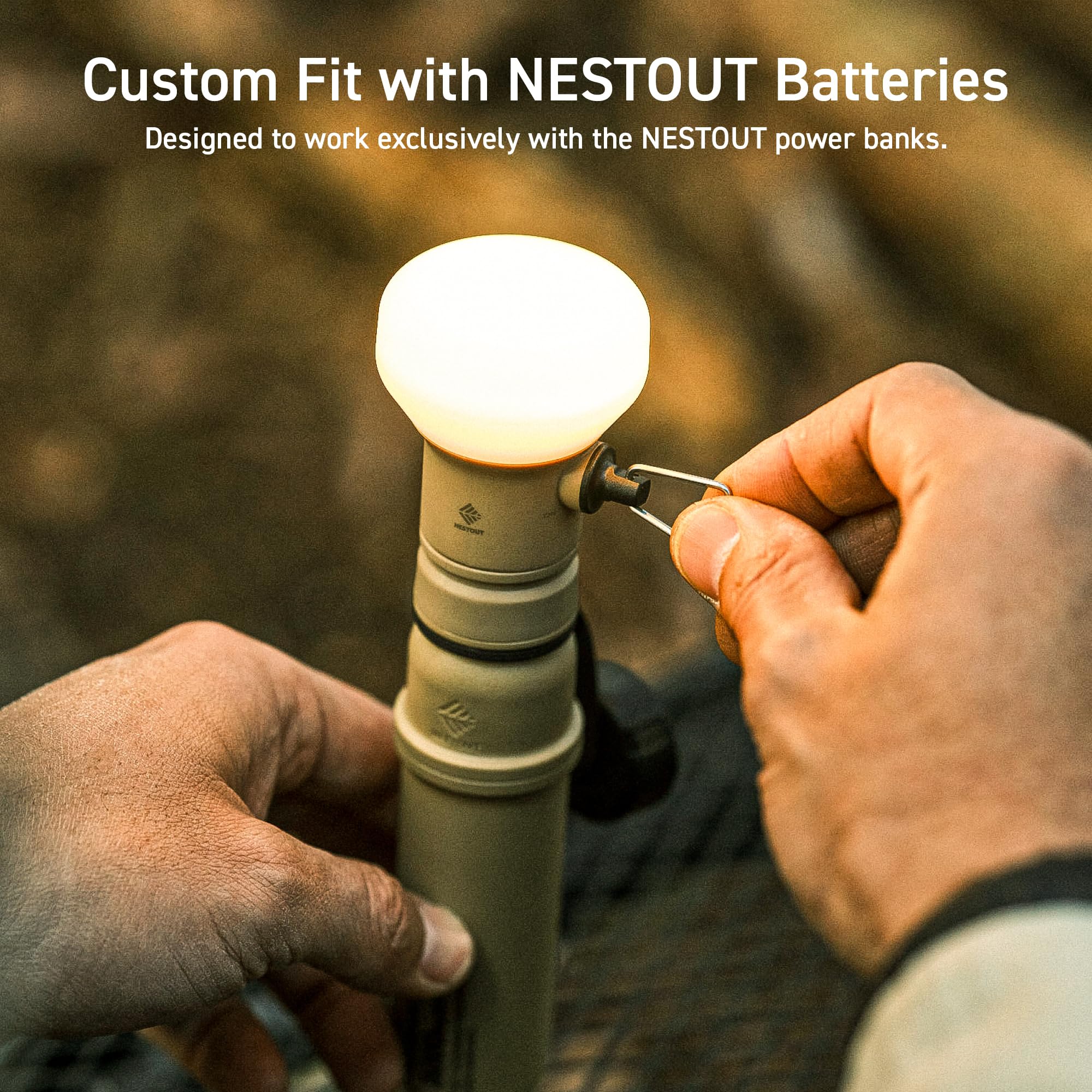 NESTOUT Rugged Outdoor Camping LED Lantern w/ Mini Tripod, Dimmable USB Powered Soft LED Light, IP44 Water Dust Resistant, 10-35