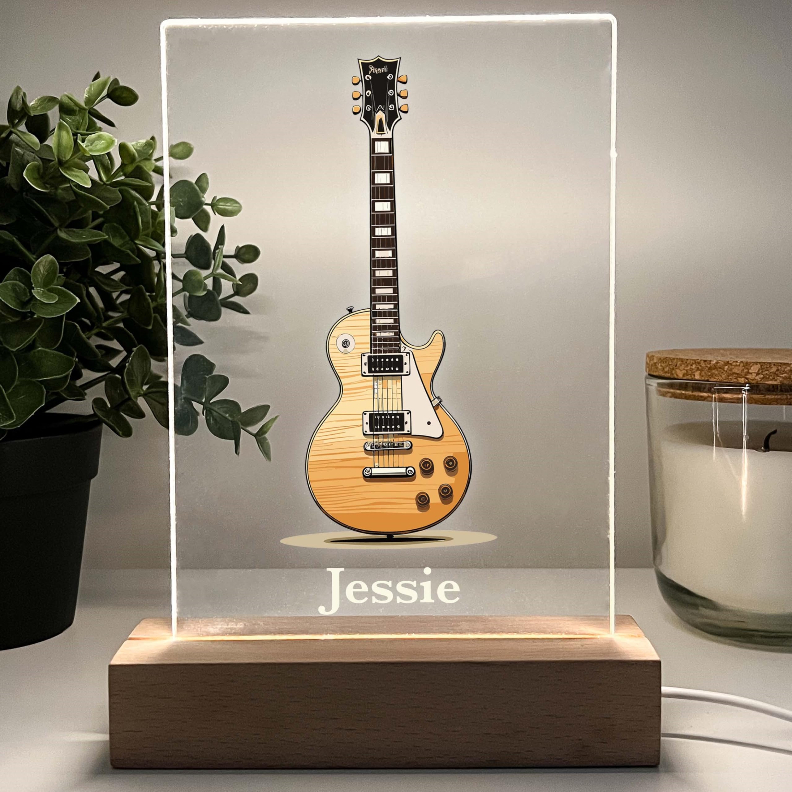 Mirror Mania Personalized Electric Guitar Nightlight Music Theme Middle High School Concert Band Club Members Kids Teens Custom Birthday Guitarist Musician Night Light Led Light Up Gift Made In Usa
