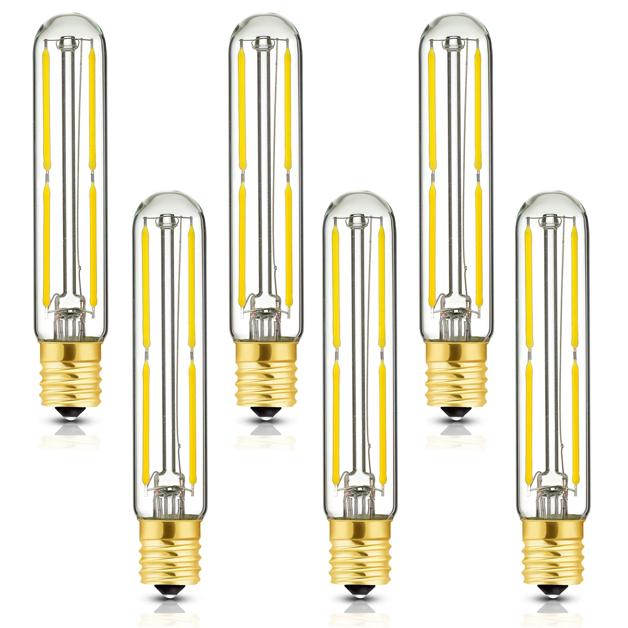 E17 Led T6.5 Tubular Filament Bulb,Dimmable 4W Led Tube Bulbs, 500Lm, 4000K Daylight, 40 Watt Incandescent Bulb Equivalent, For 