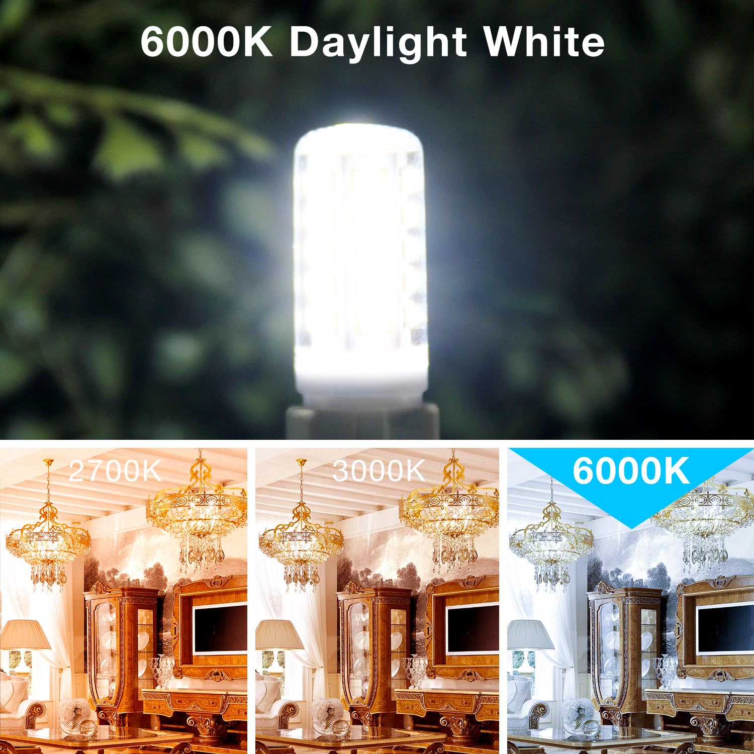 Daybeeter 6 Pack Dimmable G9 Led Bulb 4W (40 Watt Equivalent), 6000K Daylight White, G9 Halogen Bulb,T4 G9 Bi-Pin Base Light Bul
