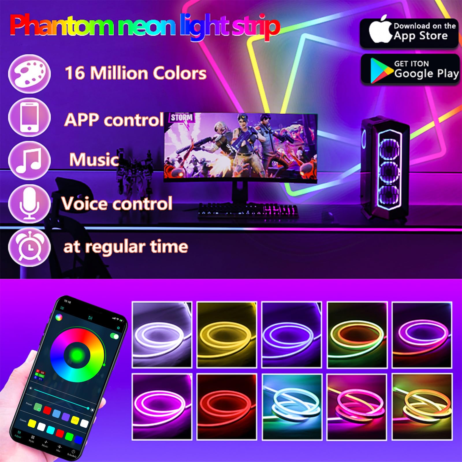 Httpsmp 10Ft Neon Rope Lights,Rgb+Ic Flexible Led Rope Lights Control With App/Remote,Chase Mode Rope Lights,Ip67 Outdoor Waterp