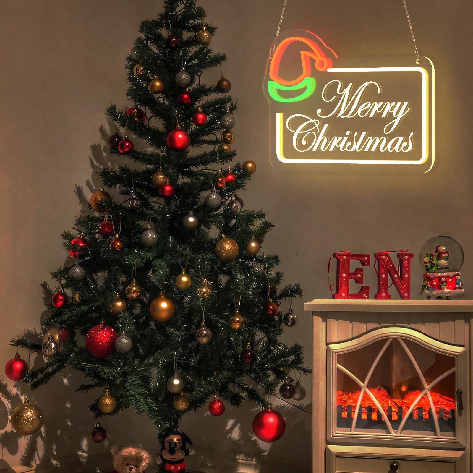 Probapro Dimmable LED Neon Sign - Warm White Christmas Wall Decor for Kids Room