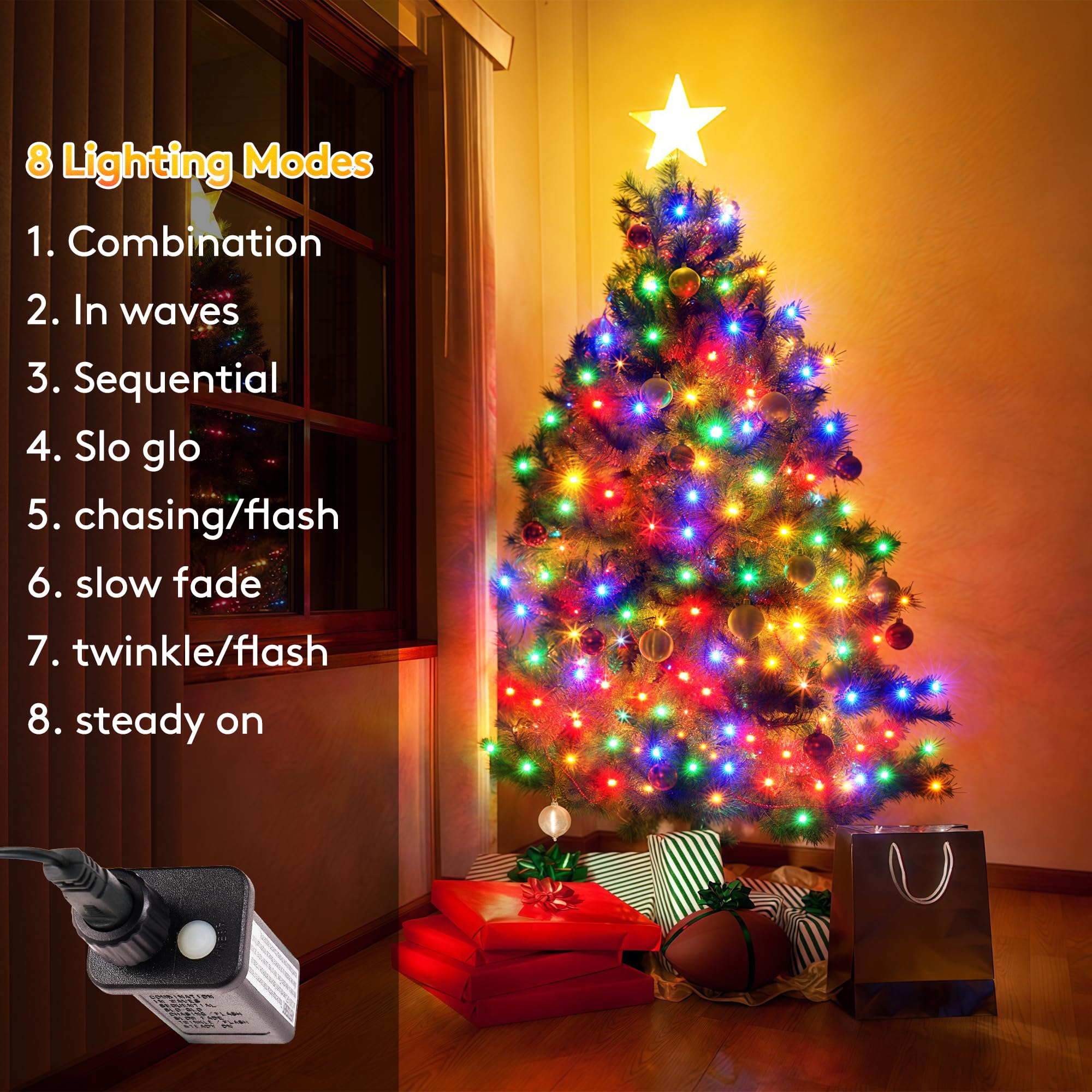 Blctec Christmas Lights, 300 Led 108Ft Ul Certified Christmas String Lights With 8 Modes, Waterproof, Timer, End To End Connecta