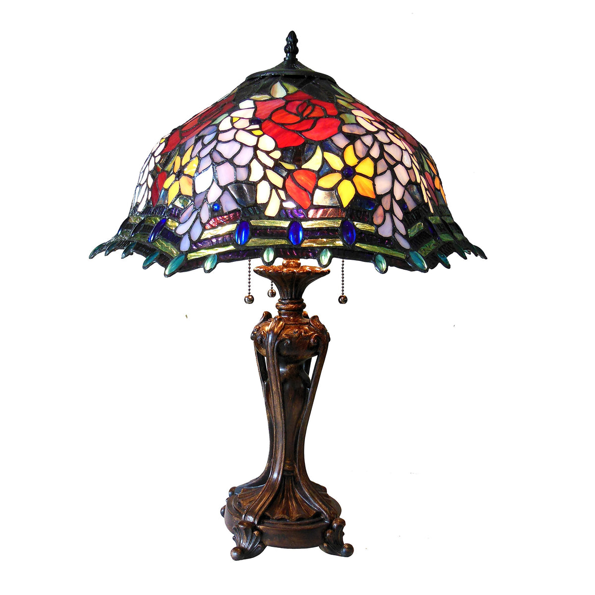 Chloe CH18340RF20-TL3 CARRELL Tiffany-Style Roses Floor Lamp with 20&quot; Shade