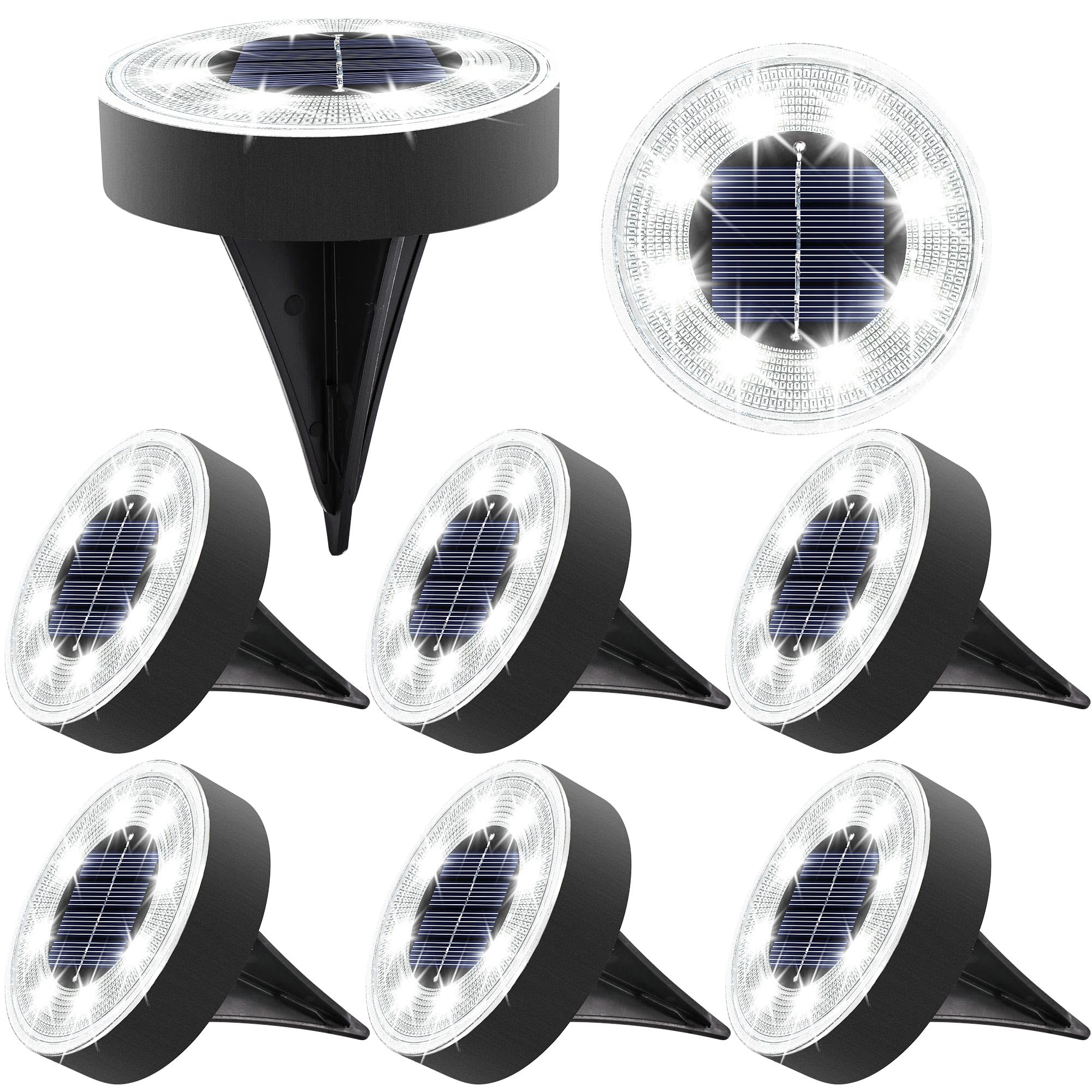 Joomer Solar Ground Lights, 8 Pack 8 LED Solar Lights Outdoor Waterproof IP68 Solar Disc Lights In-Ground Landscape Lighting Out