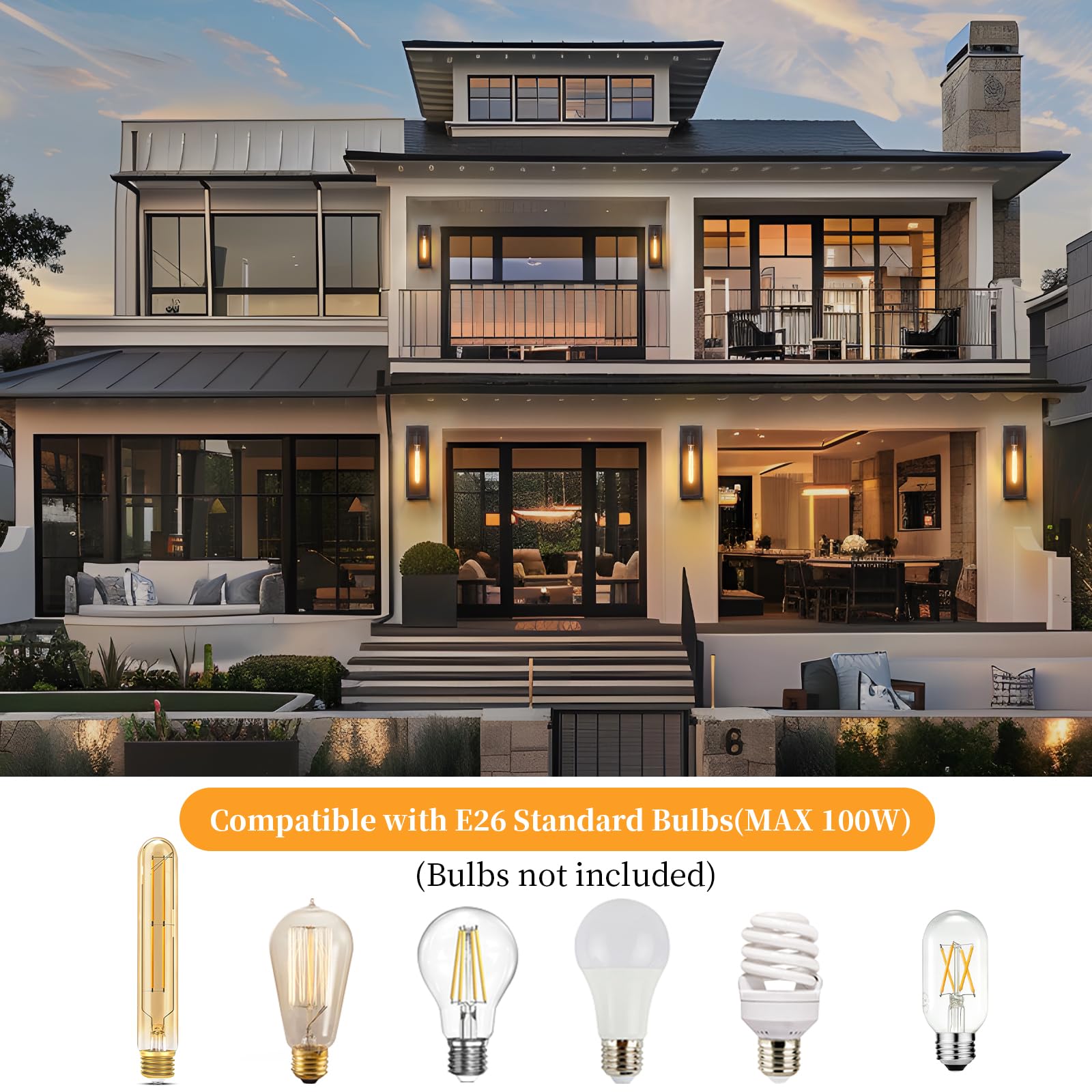 Criry Outdoor Wall Lighting Fixtures, 15.8 Waterproof Metal Sconce, Brown, 2-Pack, Modern Design For Patio & Entryway, Model Wl103B-Bw-1