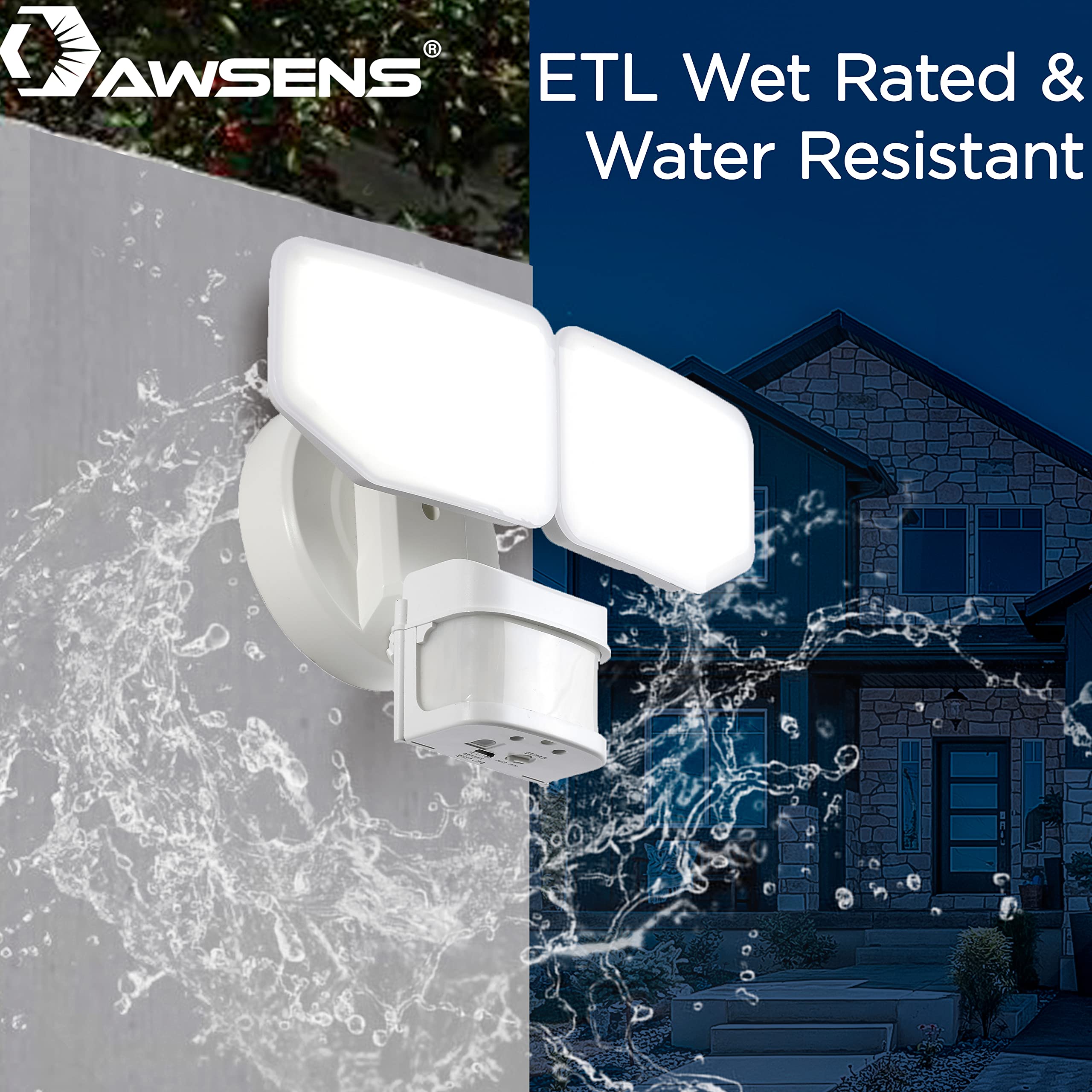 Awsens 270° 30W Led Motion Sensor Security Light, 2600 Lm, Outdoor Flood Light - White