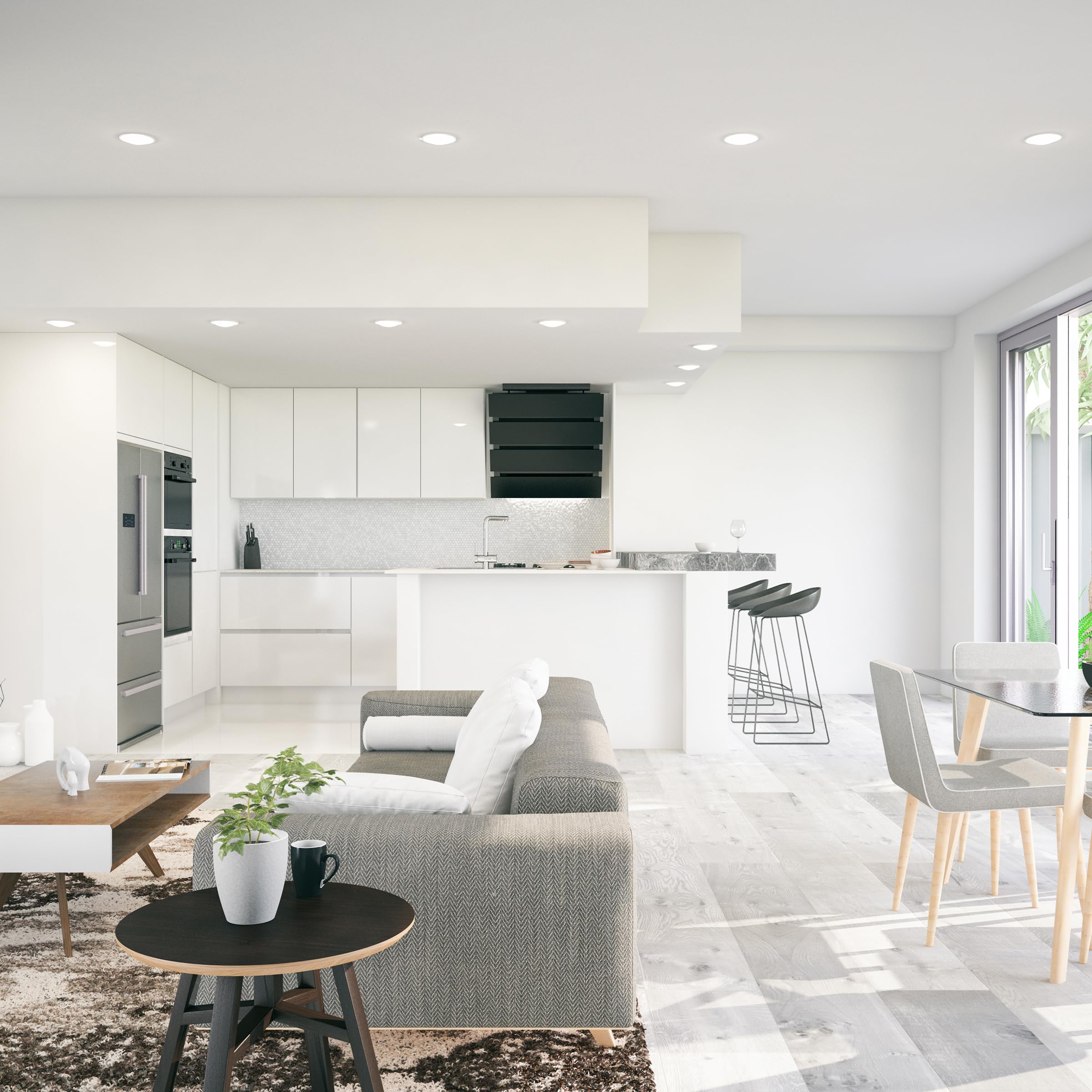 Feit Electric 4 Inch Led Recessed Downlight - Baffle Trim - Standard E26 Adapter - 2700K Soft White - Dimmable- 50W Equivalent - 45 Year Life - 650 Lumen, 6-Pack, Ledr4B/927Ca/Mp/6