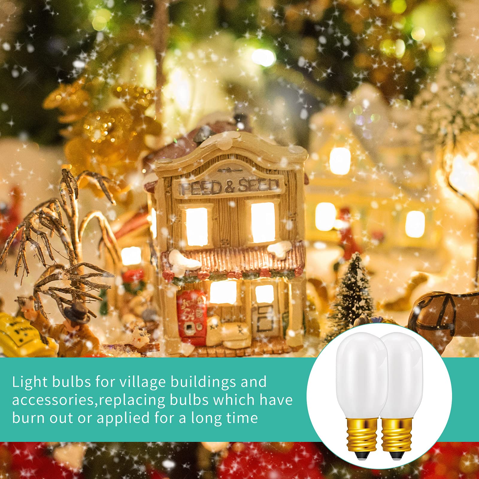 Honoson 50 Pieces Christmas Village Light Bulbs 6 W Replacement Bulbs  E12 Candelabra Base T20 Led Bulbs Accessory For Villages Houses Dept 56  Christmas Tree