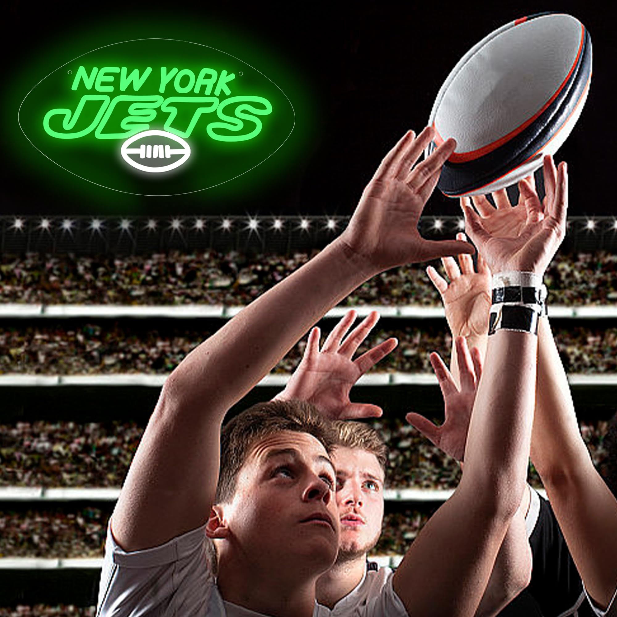 Brineon Football Neon Sign - Green Acrylic LED Wall Decor 15.7x8.9in Model ZYLD203 for Man Cave, Bar, Game Room, Rugby Fans