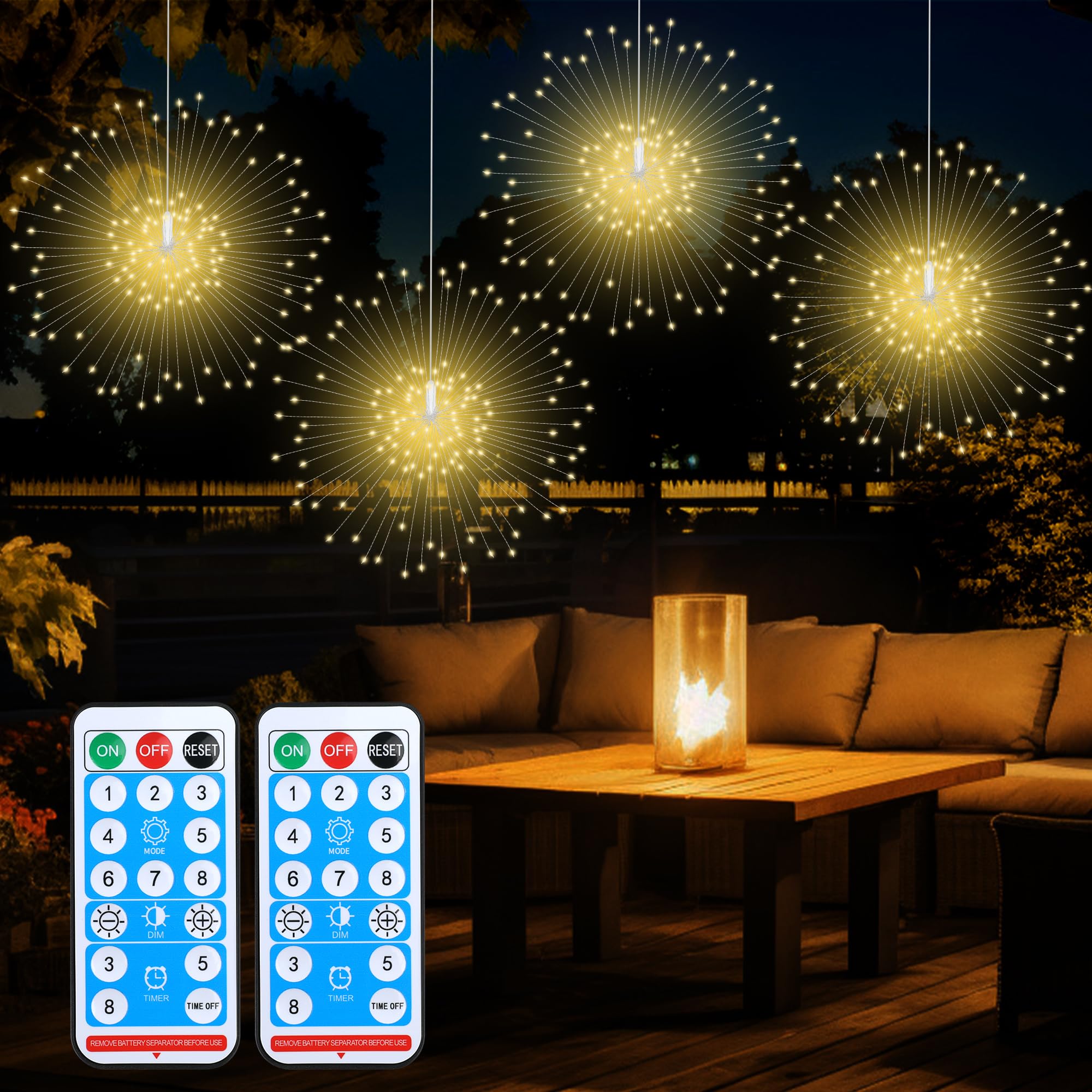 Dofulay Starburst Sphere Lights with Remote Control 120 LED Firework Light 8 Modes Wedding Decorative Hanging Lights for Party P