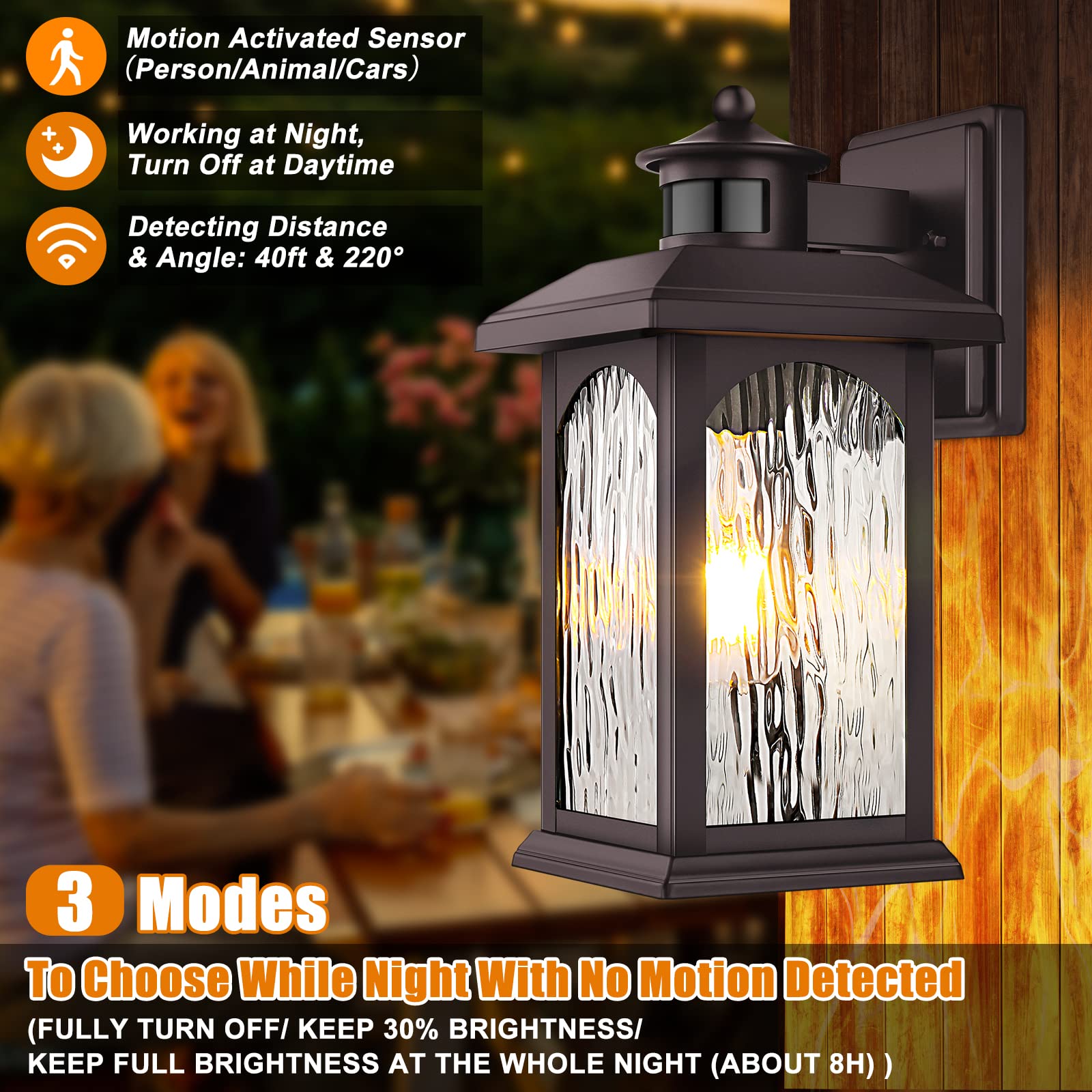 Filiyano Brown Motion Sensor Outdoor Wall Sconce, Dusk To Dawn, Oil Rubbed Bronze, 1-Pack