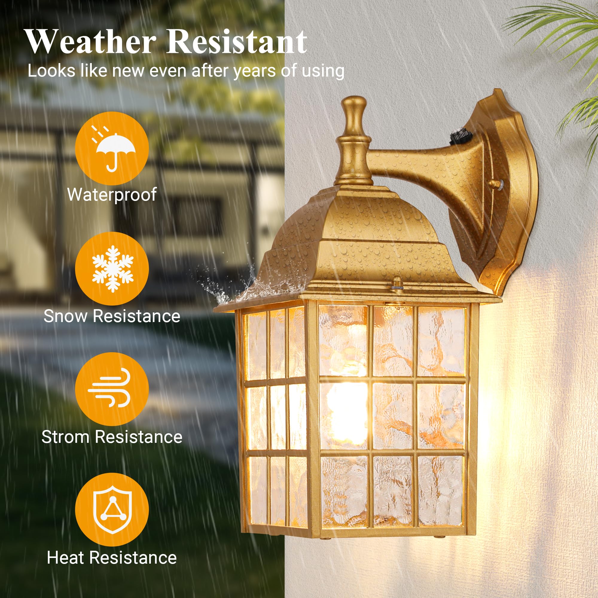 2-Pack Outdoor Porch Light Fixtures With Photocell Sensor, Dusk To Dawn Exterior Light Fixture Wall Mount, Outside Lights For Ho