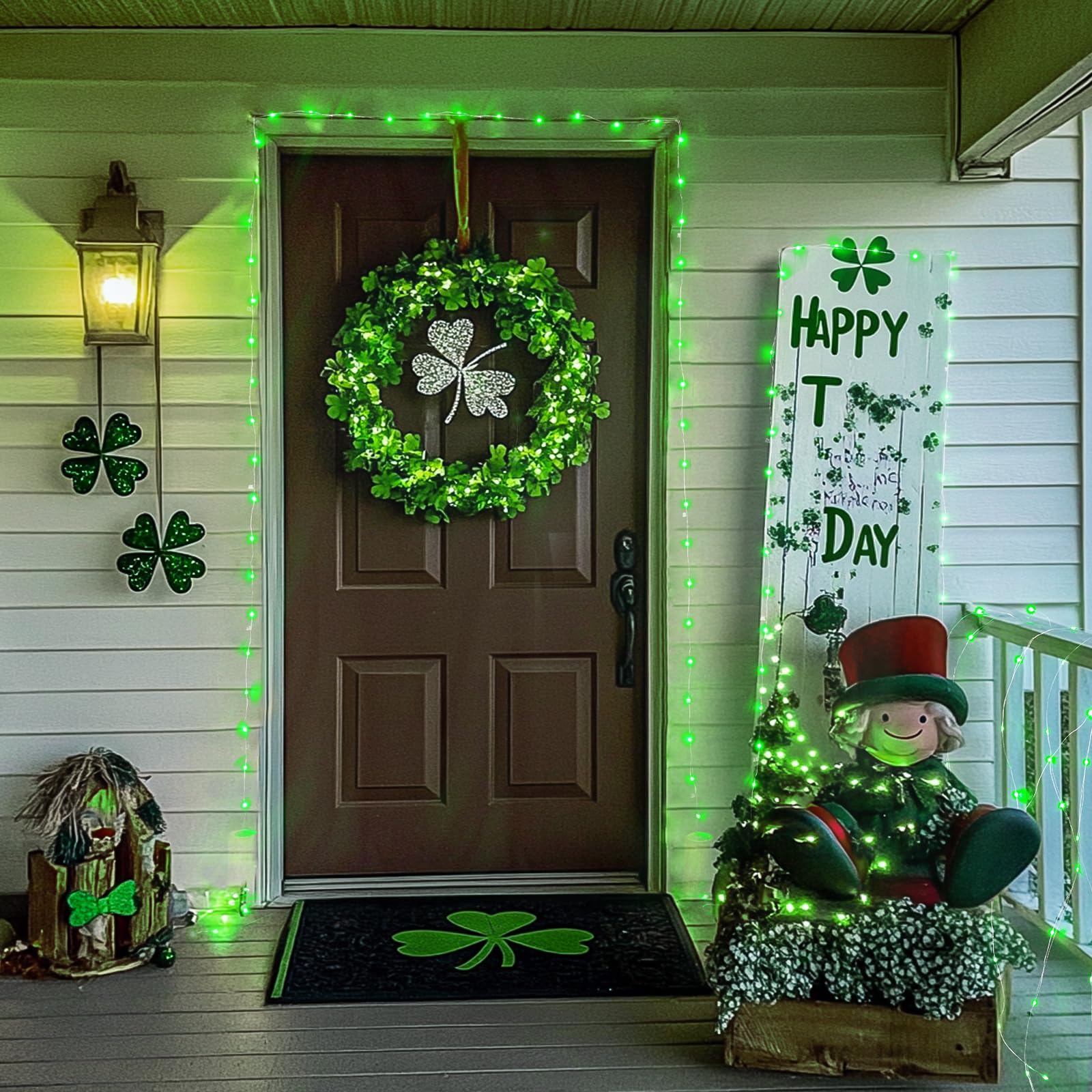Jmexsuss 200 Led Remote Control St Patricks Day Lights, 66 Ft 8 Modes Green Lights Lights Indoor With Wheel, Plug In Green Fairy