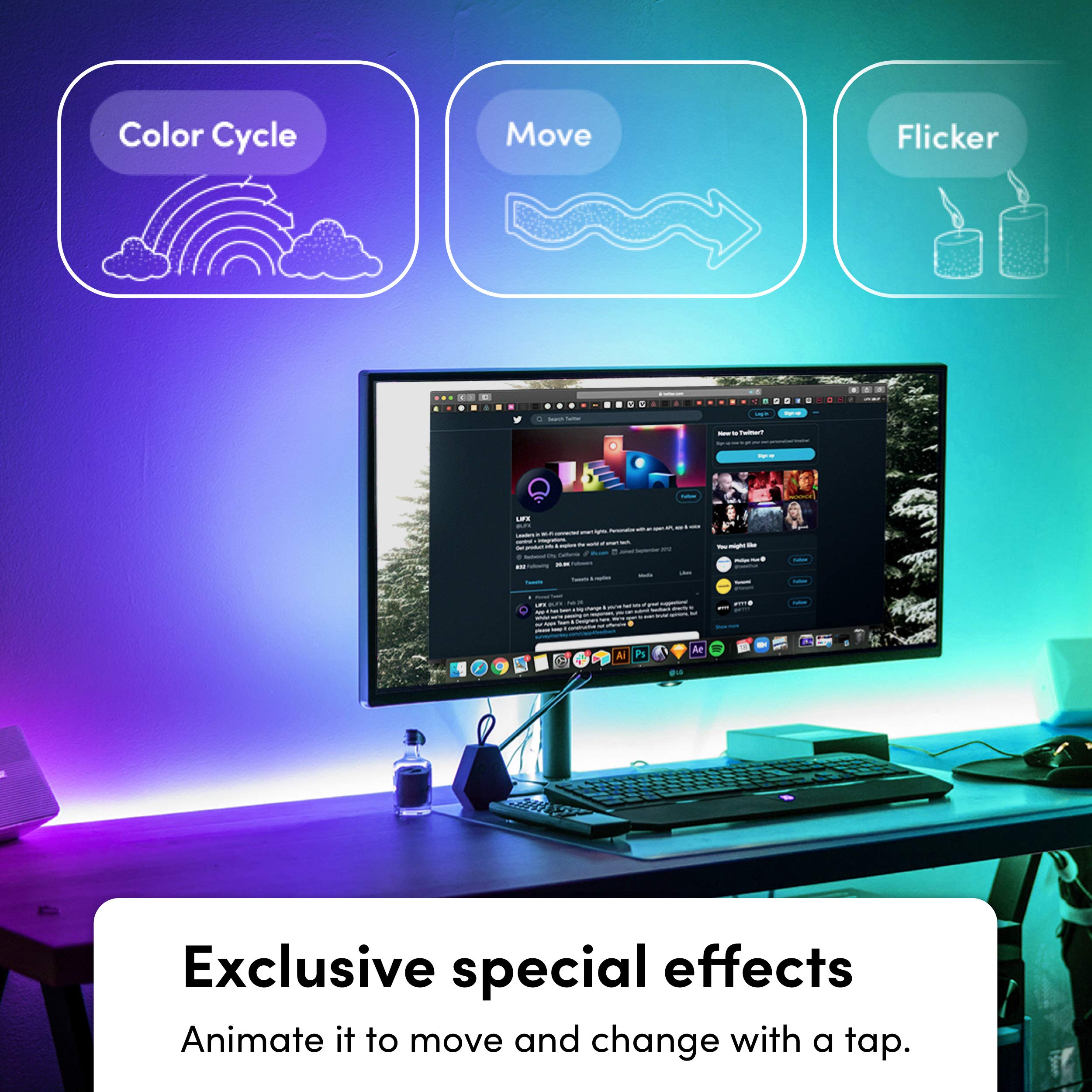 LIFX Lightstrip Color Zones - 40" Wi-Fi Smart LED Strip, Multicolor, Polychrome Tech, No Bridge Needed, Works with Alexa & Google