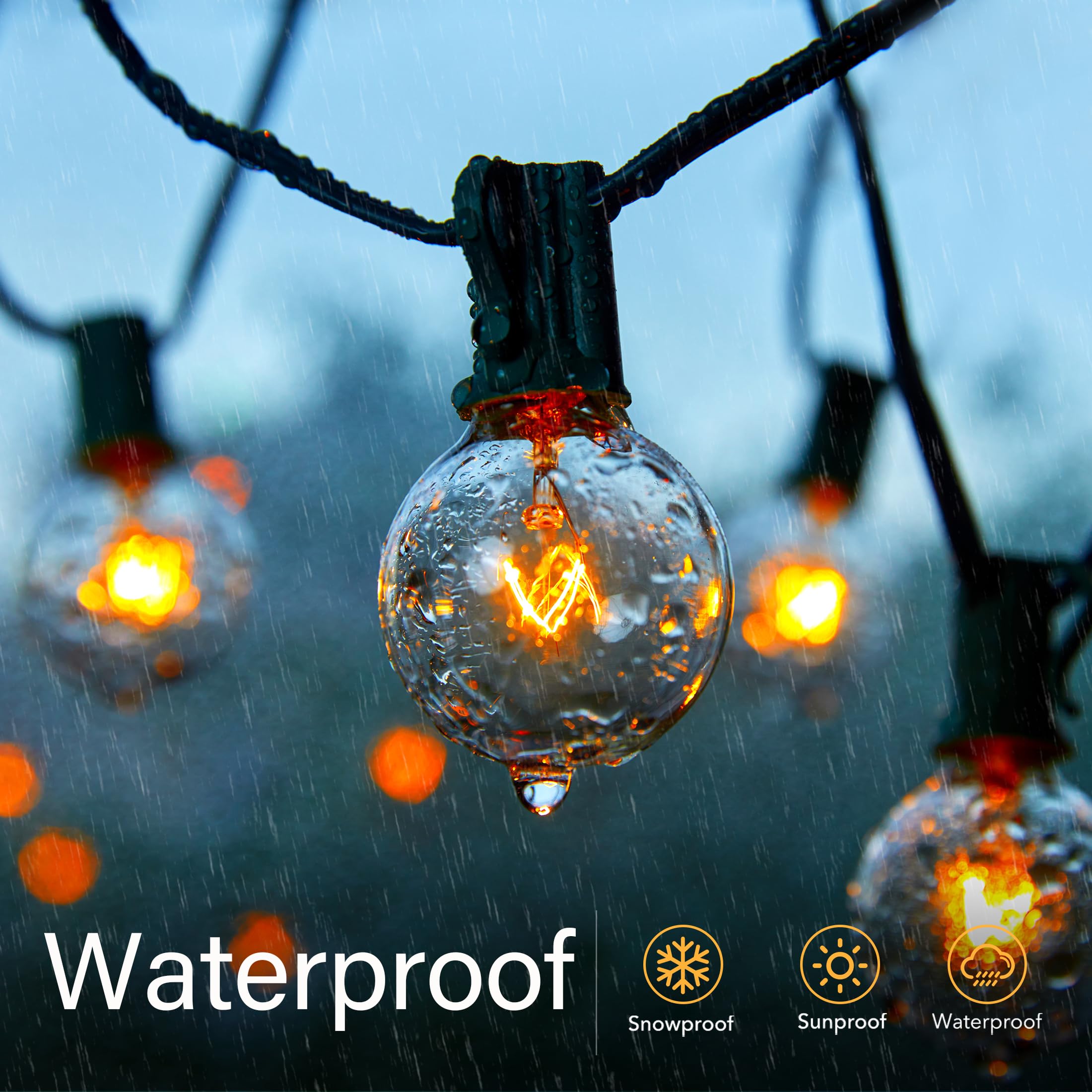 Brightown G40 Replacement Light Bulbs, 25 Pack 5W Clear Globe Bulb Fits E12 C7 Candelabra Screw Base Sockets, 1.5 Inch Dimmable Light Bulbs For Indoor Outdoor Patio Decor, Warm White