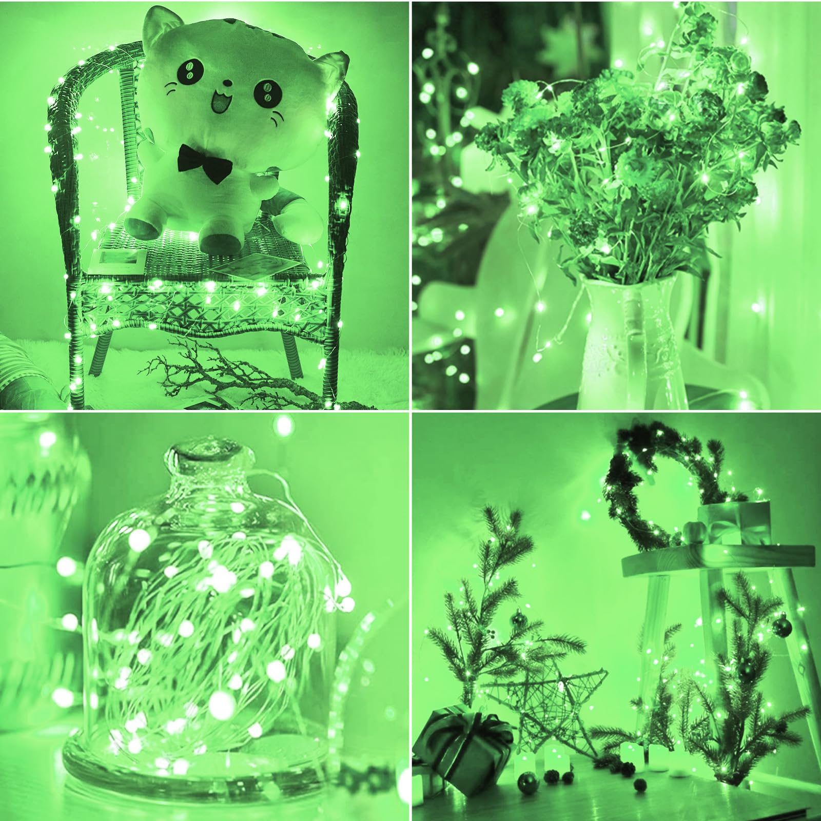 [ 30 Packs ] Fairy Lights Battery Operated String Lights 7 Ft/20 Led Minni Twinkle Battery Lights Small Fairy Lights For Mason Jars Diy Wedding Party Christmas Bedroom Decor, Green