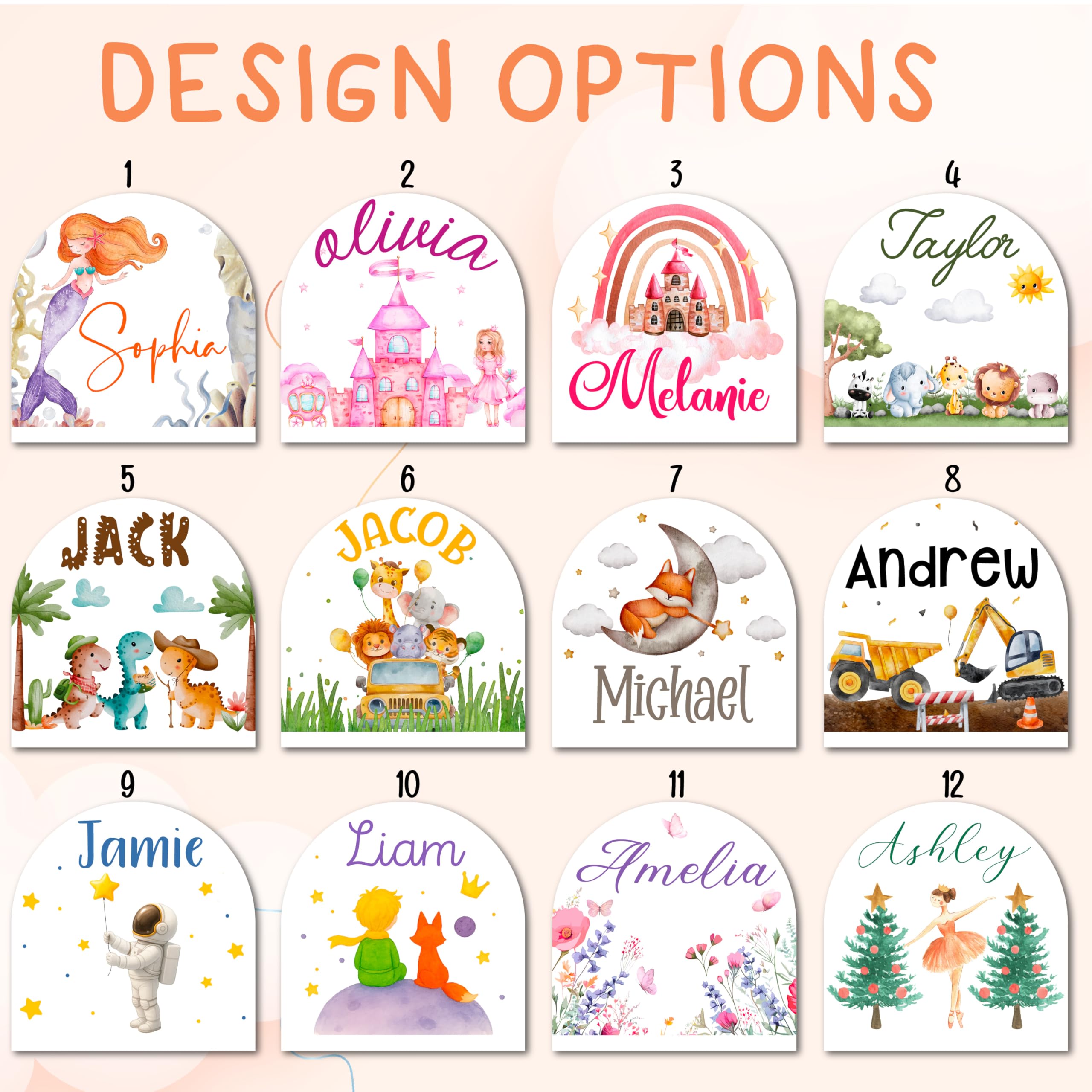 Personalized Kids Name Night Light - Custom Baby Gift Acrylic Led Lamp With Stars  Moon & Cute Designs - Nursery Bedside Nightlight Room Decor For Boys & Girls - Unique Birthday  Christmas Gift Idea