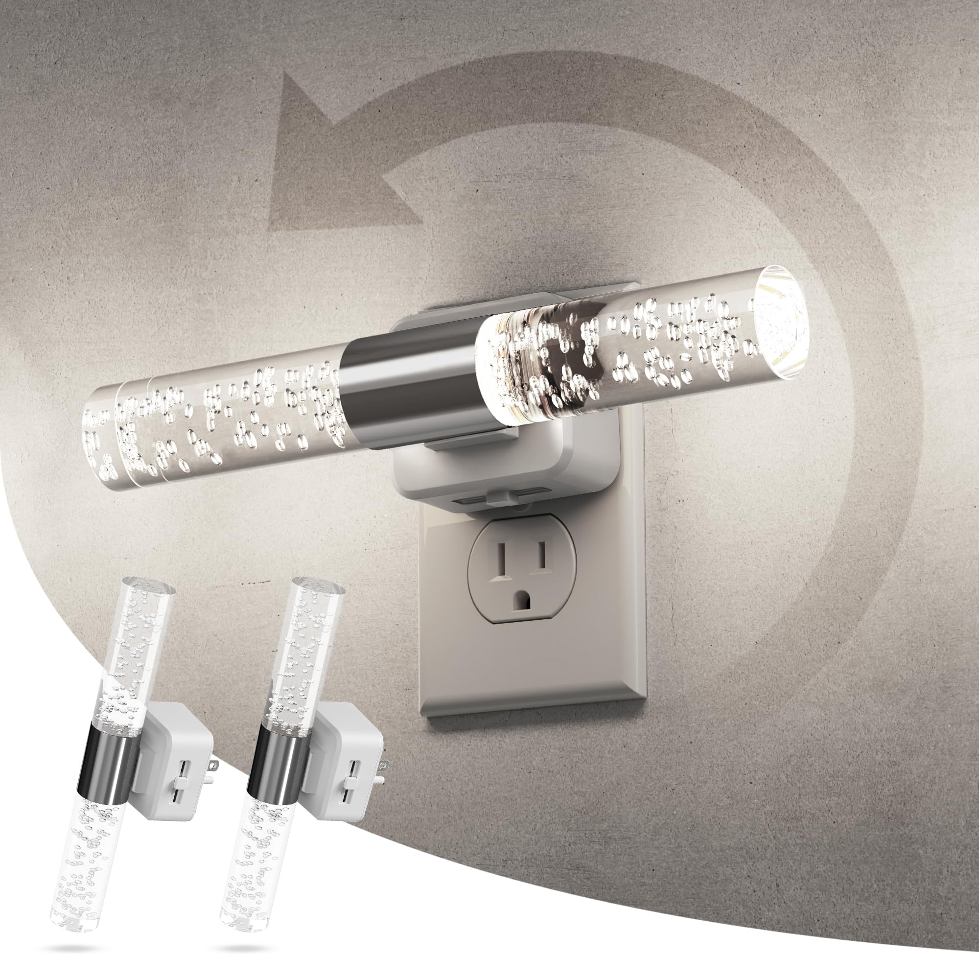 L LOHAS LED Bright Night Light, Night Lights Plug into Wall, 180 Rotating, Auto Light Sensor, Daylight White 5000K, Dimmable Nig