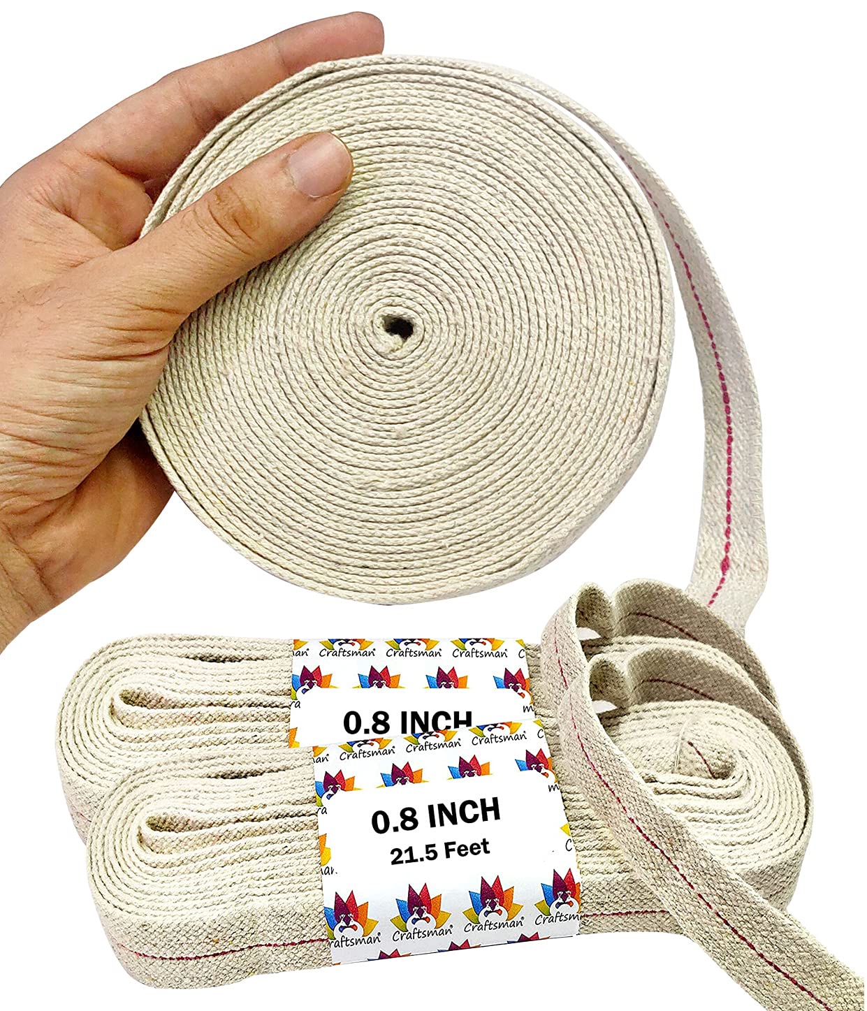 Craftsman 3/4 INCH 43 FT Flat 100% Cotton Wicks for Kerosene Paraffin Based Oil Lamps Lanterns Burner (7/8 INCH (21.5 FEET)-2 RO