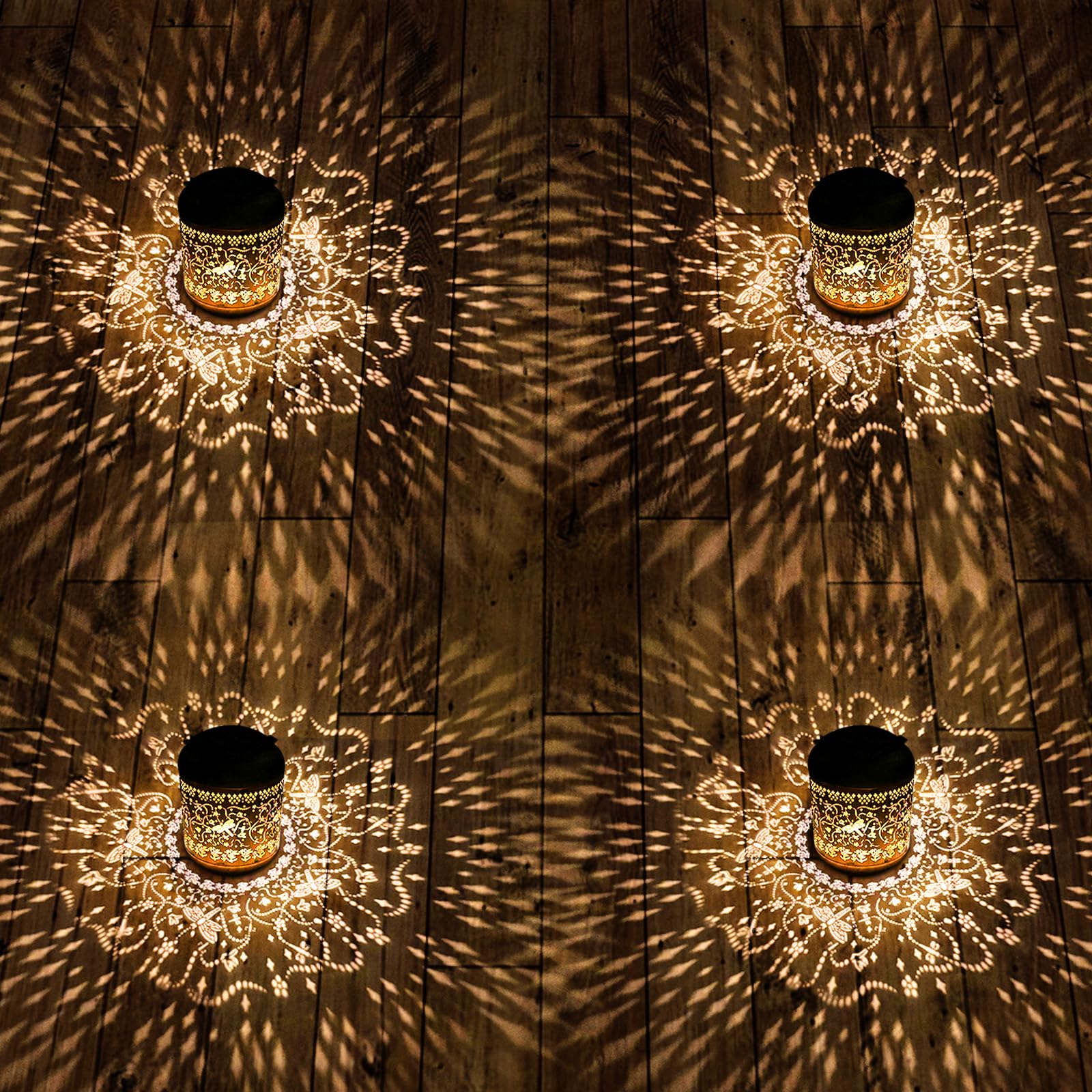 4Pack Dragonfly Solar Lanterns Outdoor Hanging Waterproof Dragonfly Garden Decor Christmas Gifts for Women Mom Grandma Metal Sol